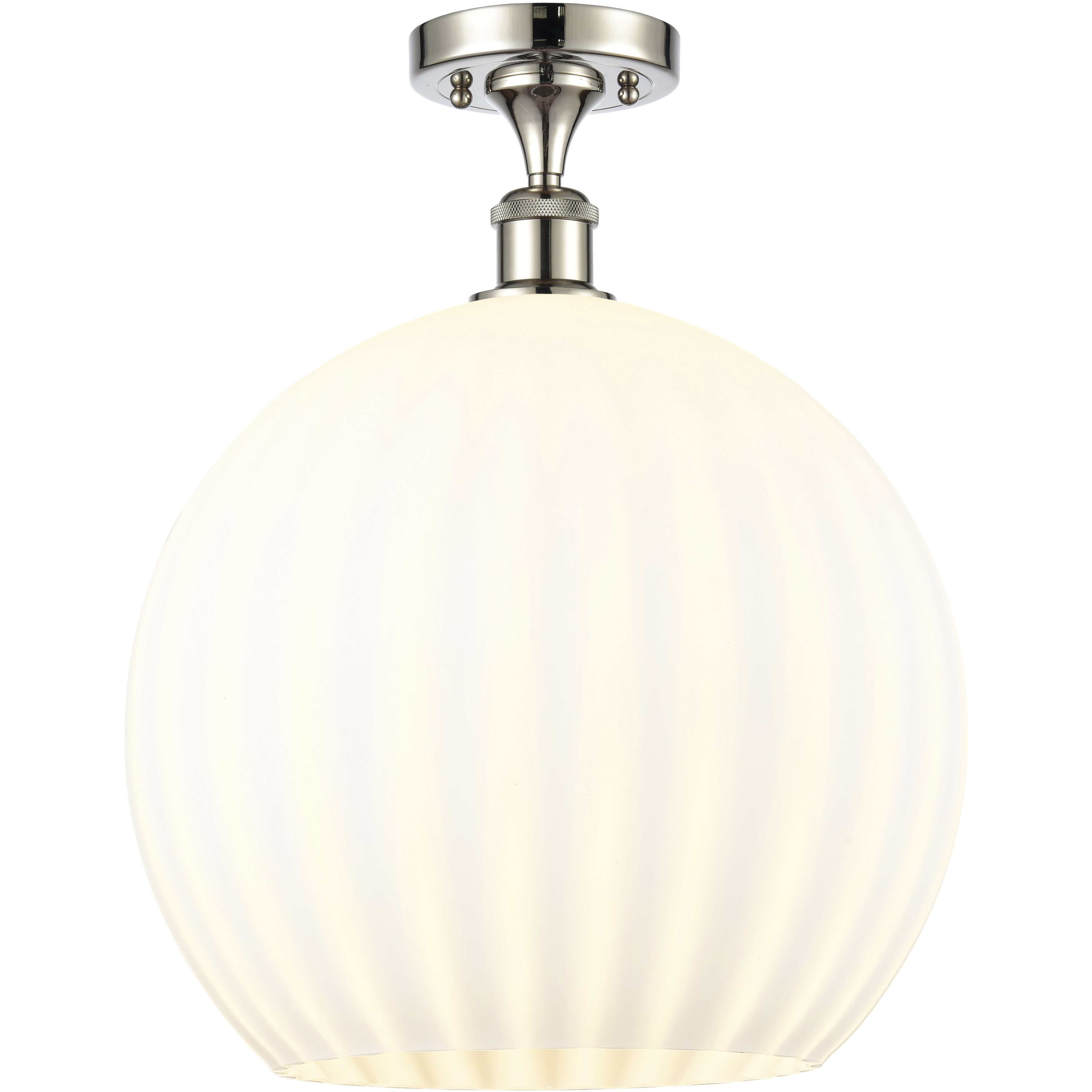 Edison White Venetian 1 Light 13.75 inch Polished Nickel Semi-Flush Mount Ceiling Light