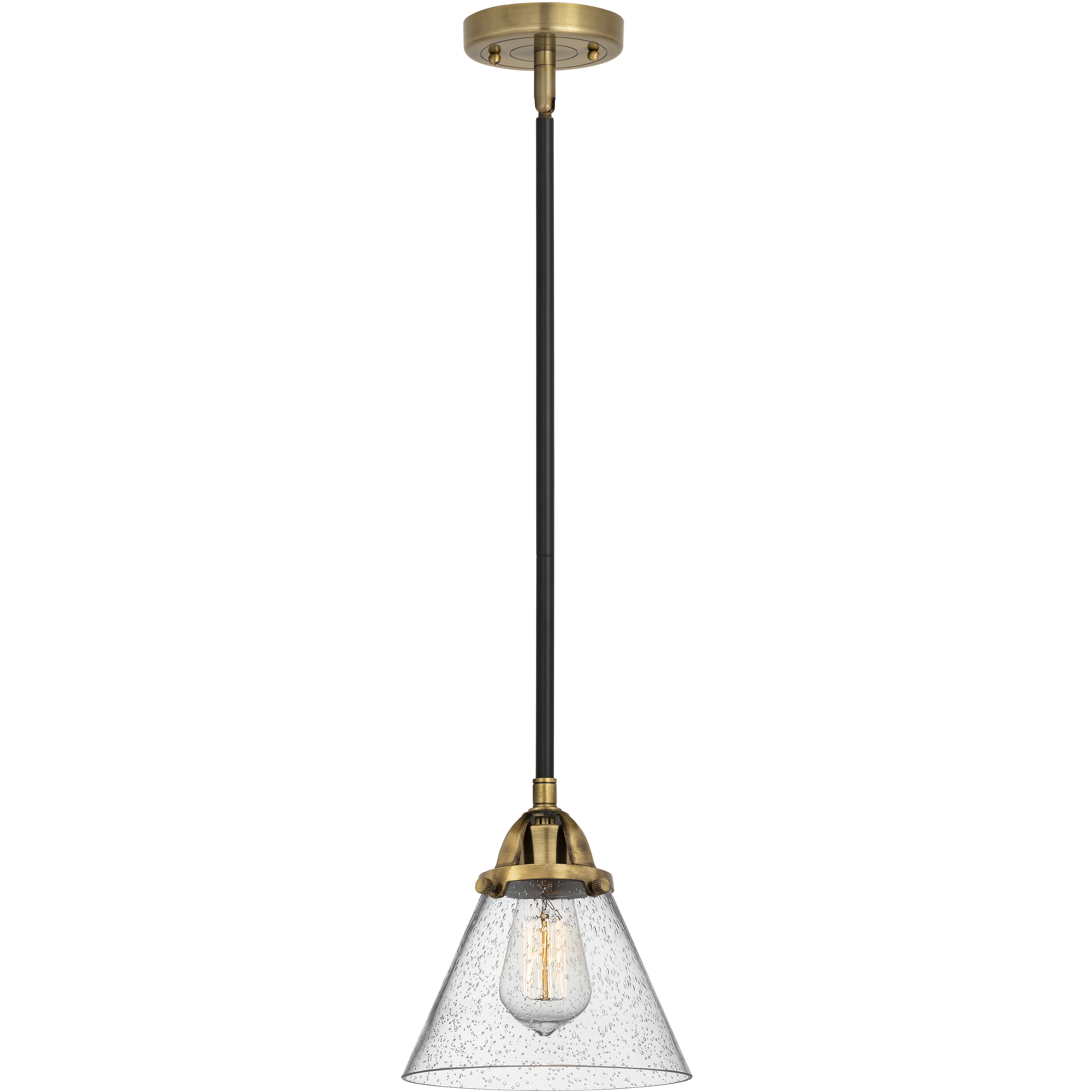 Nouveau 2 Cone LED 7.75 inch Black Antique Brass Mini Pendant Ceiling Light in Seedy