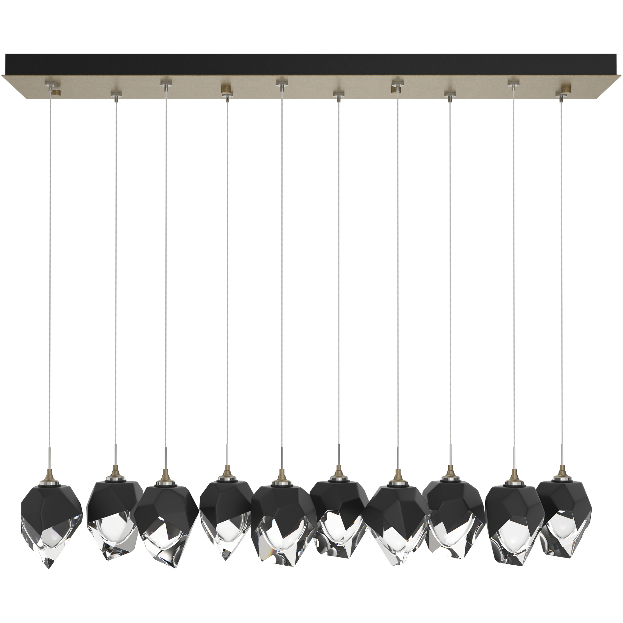 Chrysalis 10 Light 44.5 inch Soft Gold Pendant Ceiling Light in Black Crystal, Standard