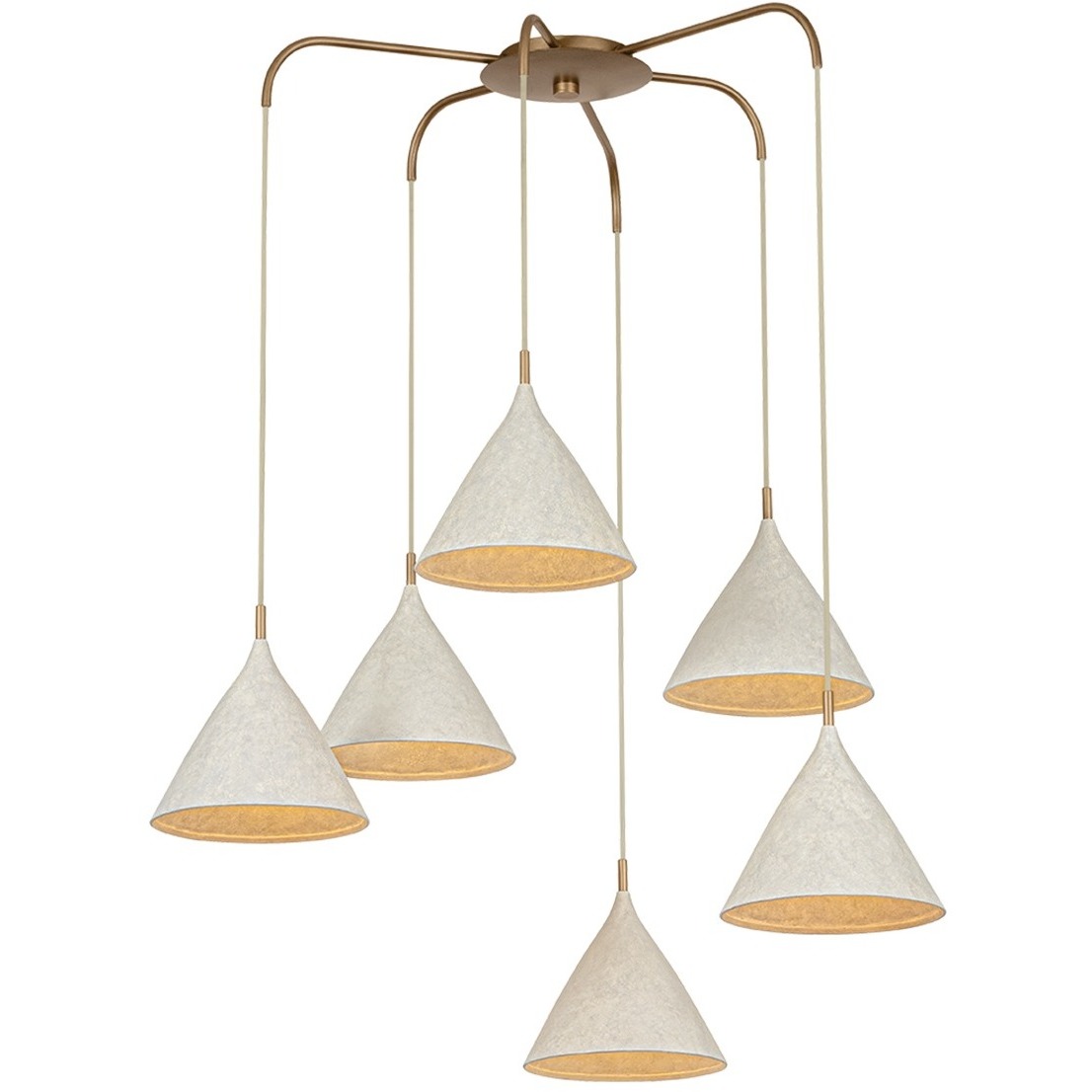 Benson 6 Light 40 inch Patina Brass and Limewash Plaster Chandelier Ceiling Light