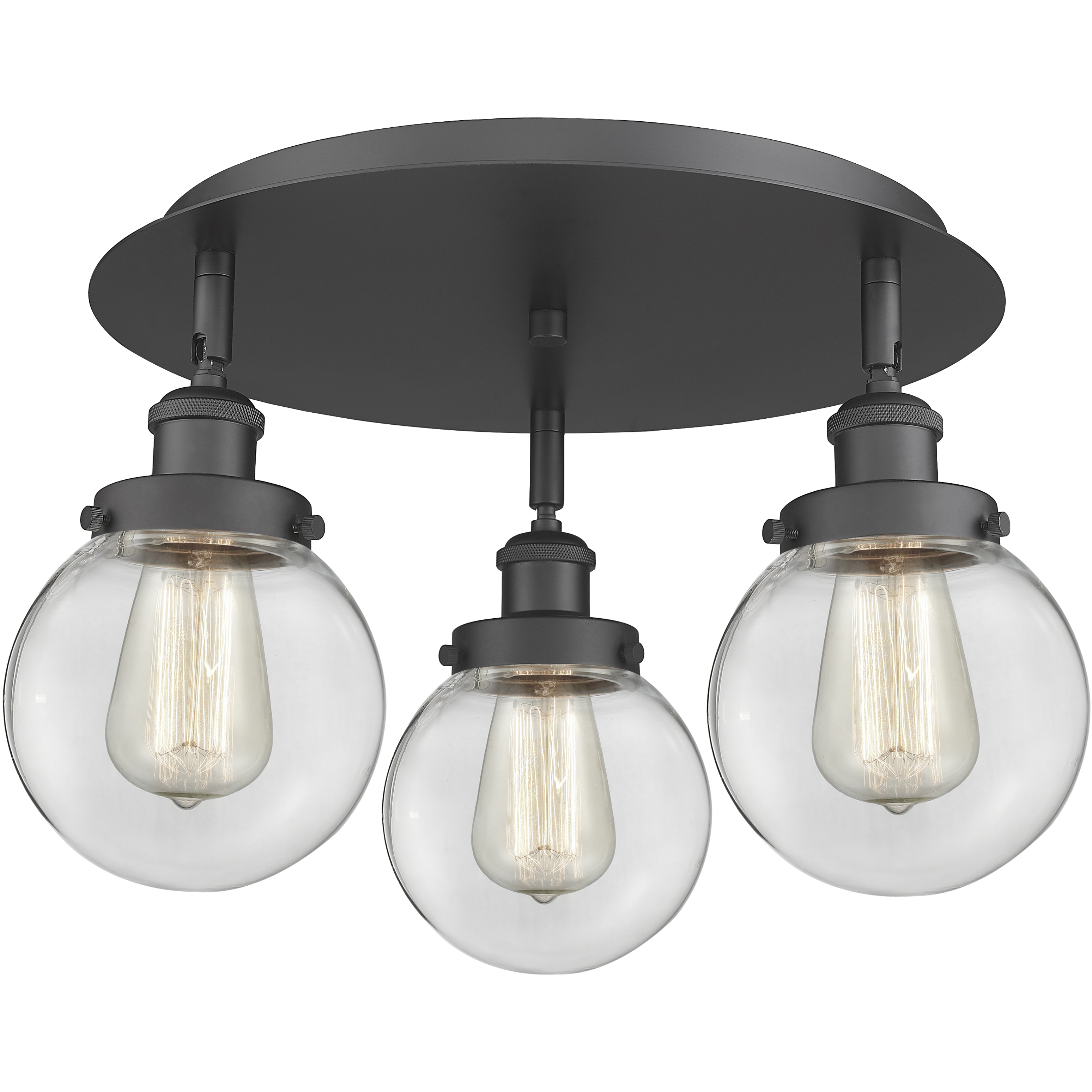 Beacon 3 Light 17.75 inch Matte Black Flush Mount Ceiling Light in Clear