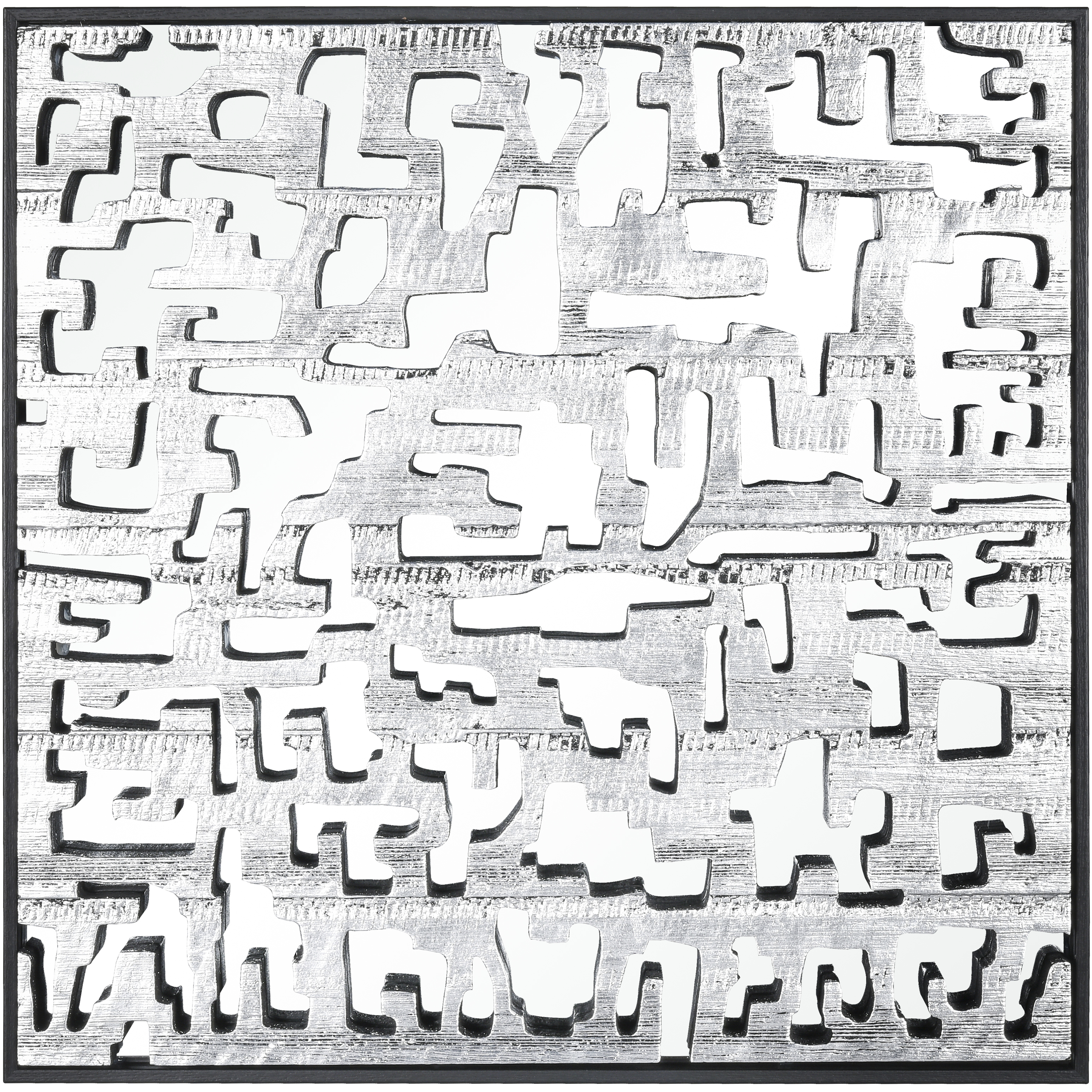 Mapped Silver with Black and Mirror Dimensional Wall Art