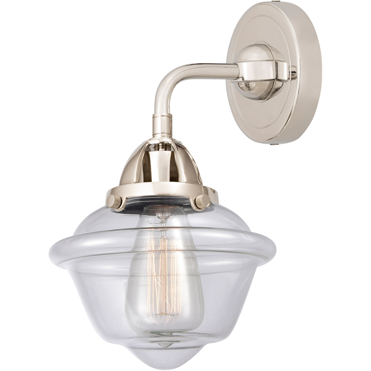 Nouveau 2 Small Oxford LED 7.5 inch Polished Nickel Sconce Wall Light in Clear Glass