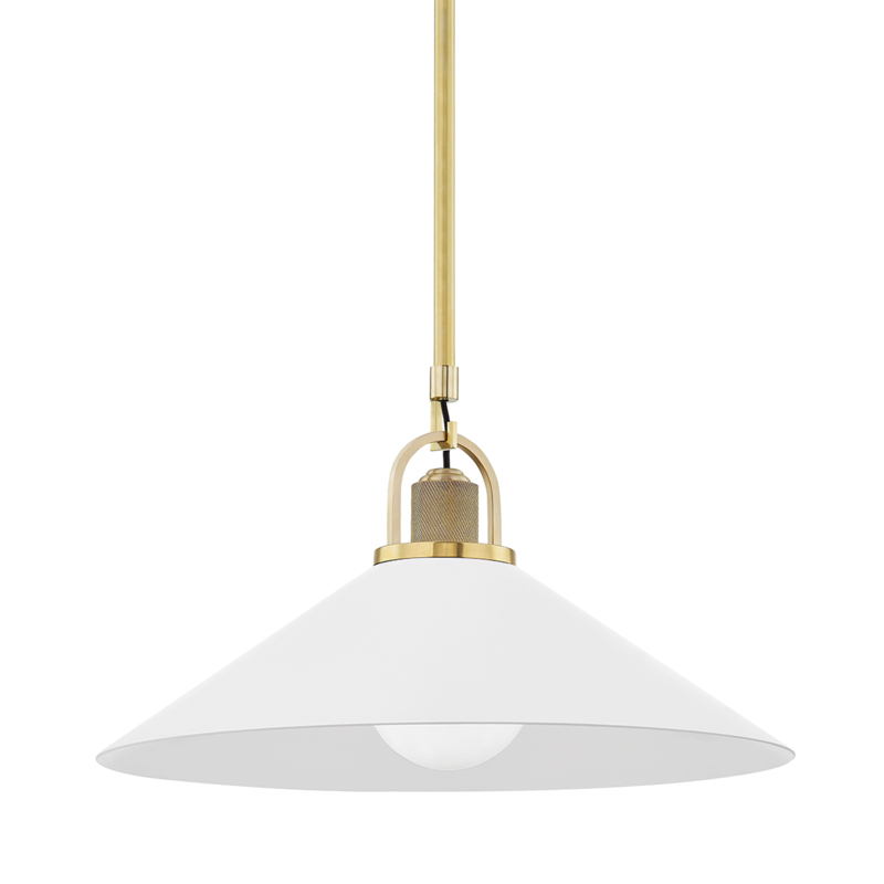 Syosset 1 Light 20 inch Aged Brass / White Pendant Ceiling Light
