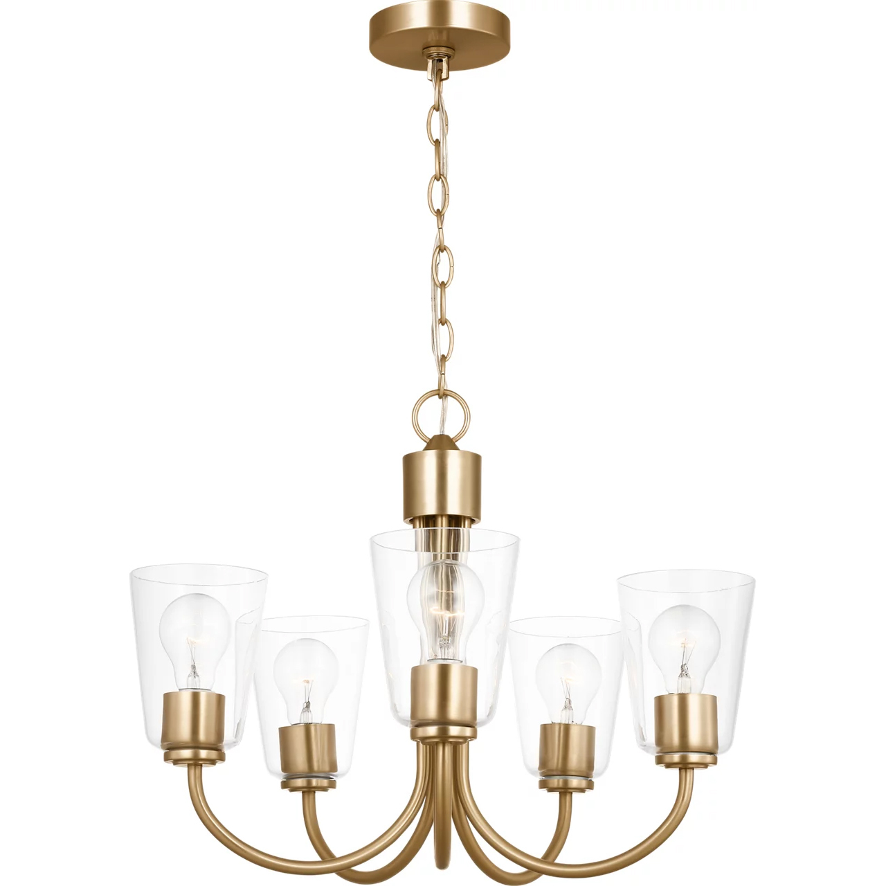Miles 5 Light 21 inch Satin Brass Chandelier Ceiling Light