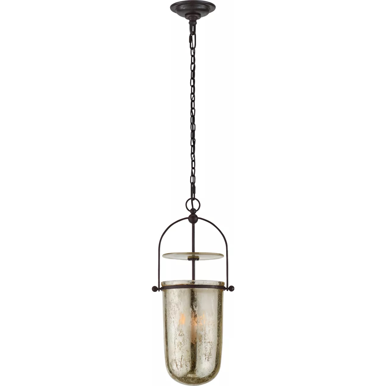 Chapman & Myers Lorford 3 Light 10 inch Aged Iron Lantern Pendant Ceiling Light in Mercury Glass