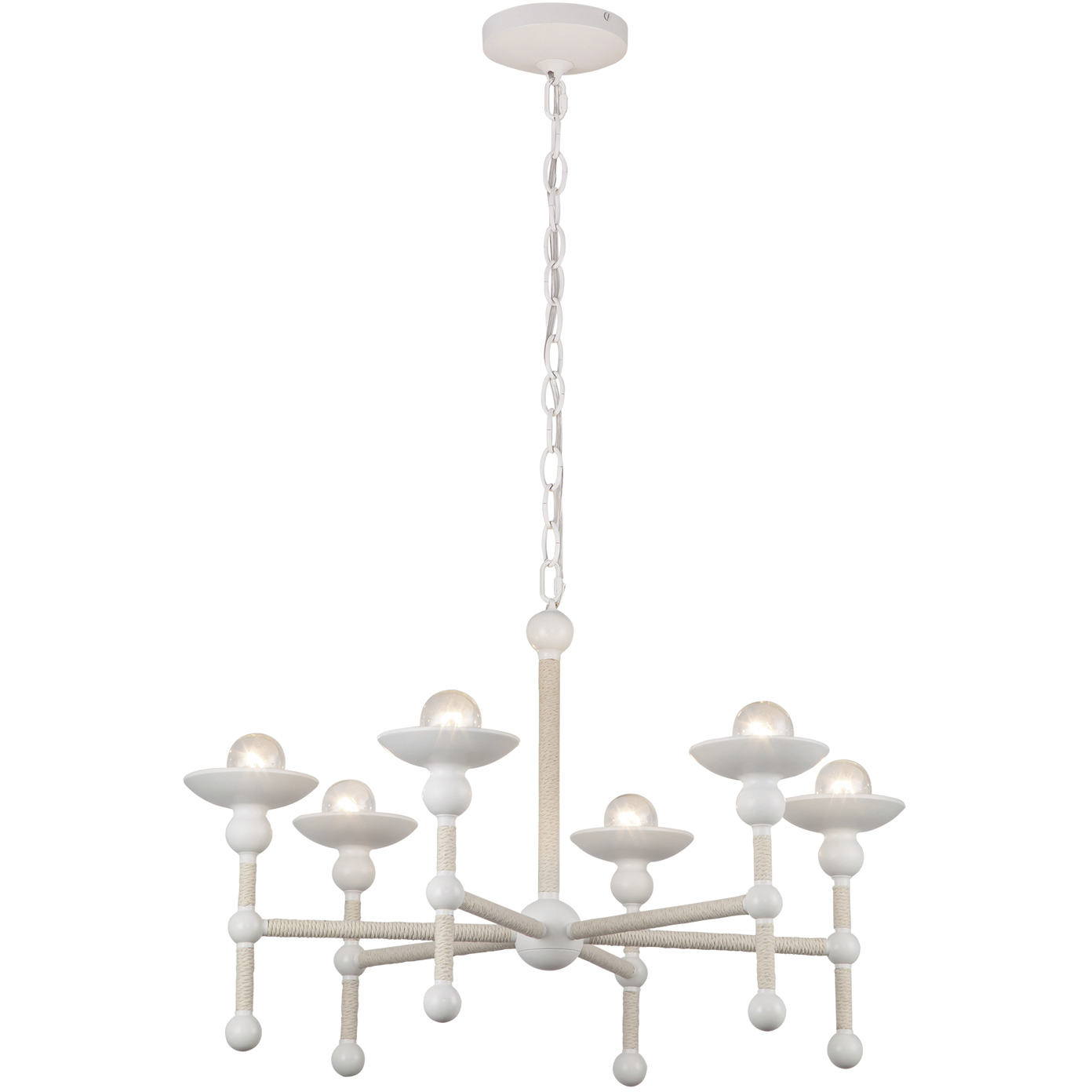 Nadine 6 Light 25 inch Matte White/Cotton Chandelier Ceiling Light in Matte White and Cotton