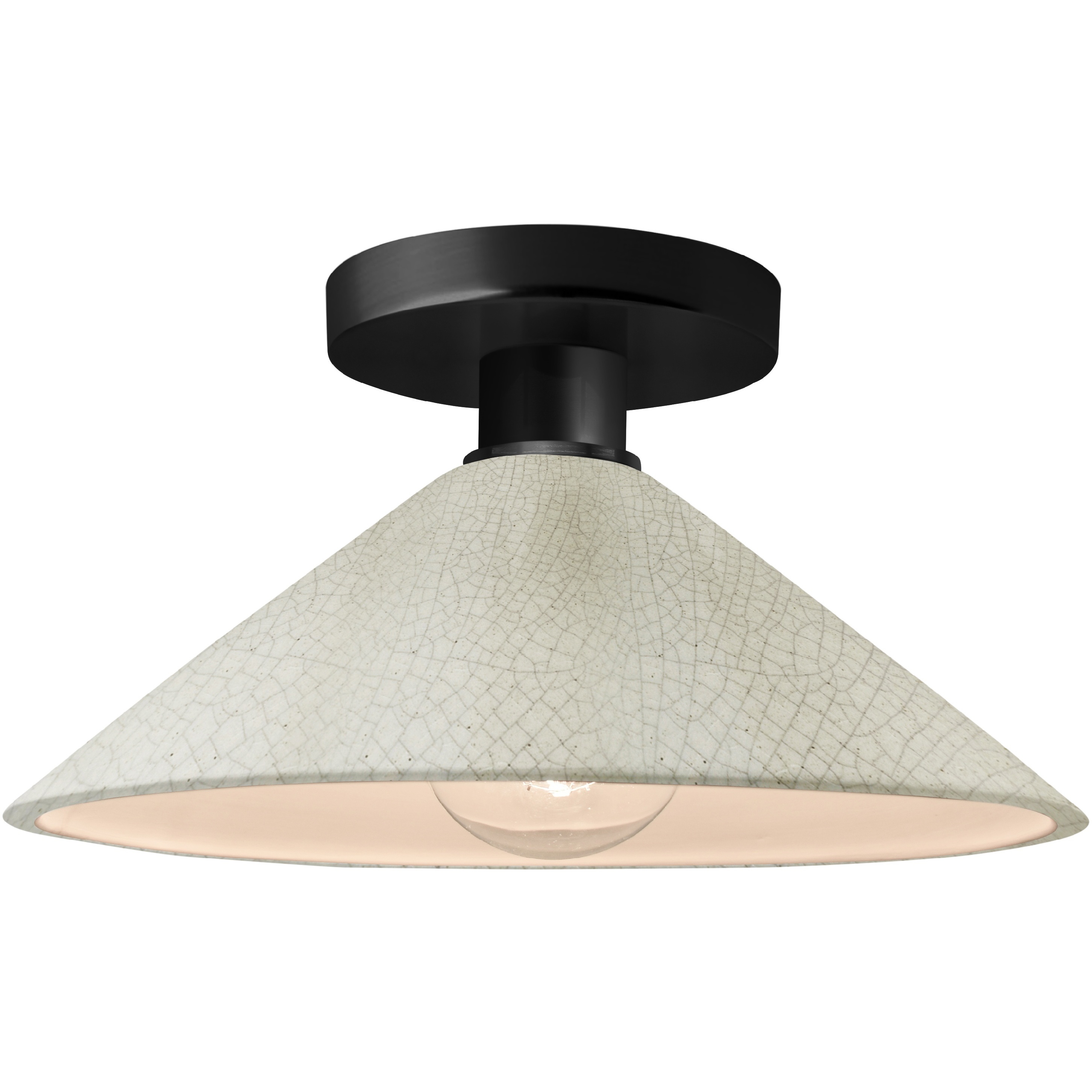 Radiance 1 Light 11.75 inch White Crackle and Matte Black Semi Flush Ceiling Light