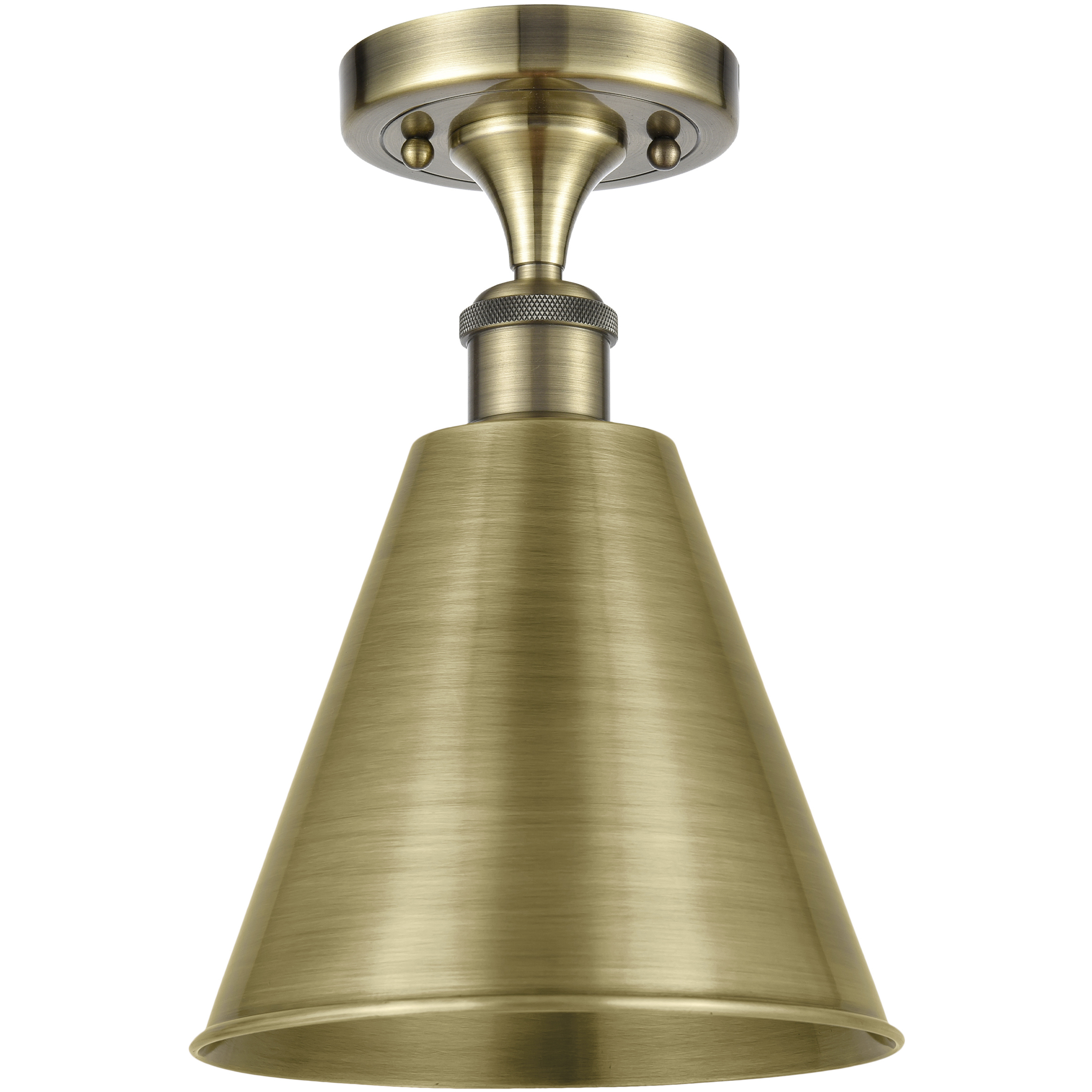 Ballston Cone 1 Light 8 inch Antique Brass Semi-Flush Mount Ceiling Light