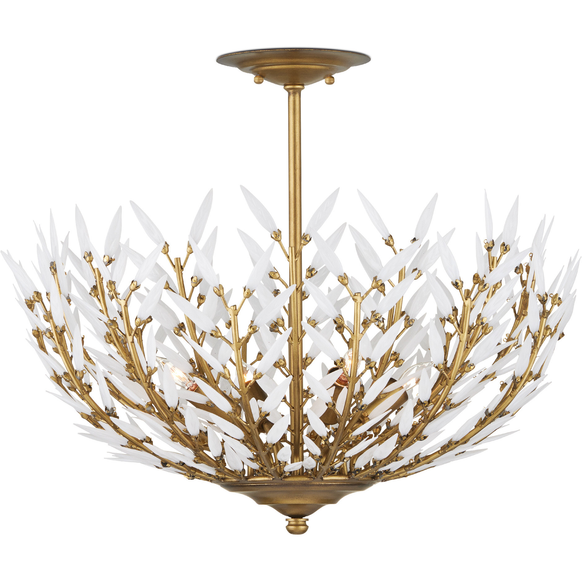 Magnum Opus 4 Light 22.5 inch Brass Semi-Flush Mount Ceiling Light