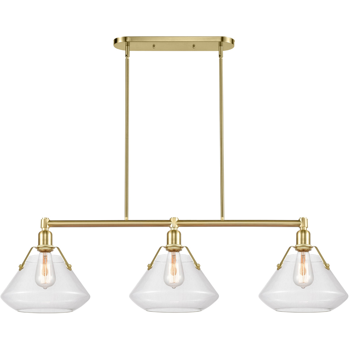 Luna 3 Light 41.75 inch Satin Brass Island Light Ceiling Light