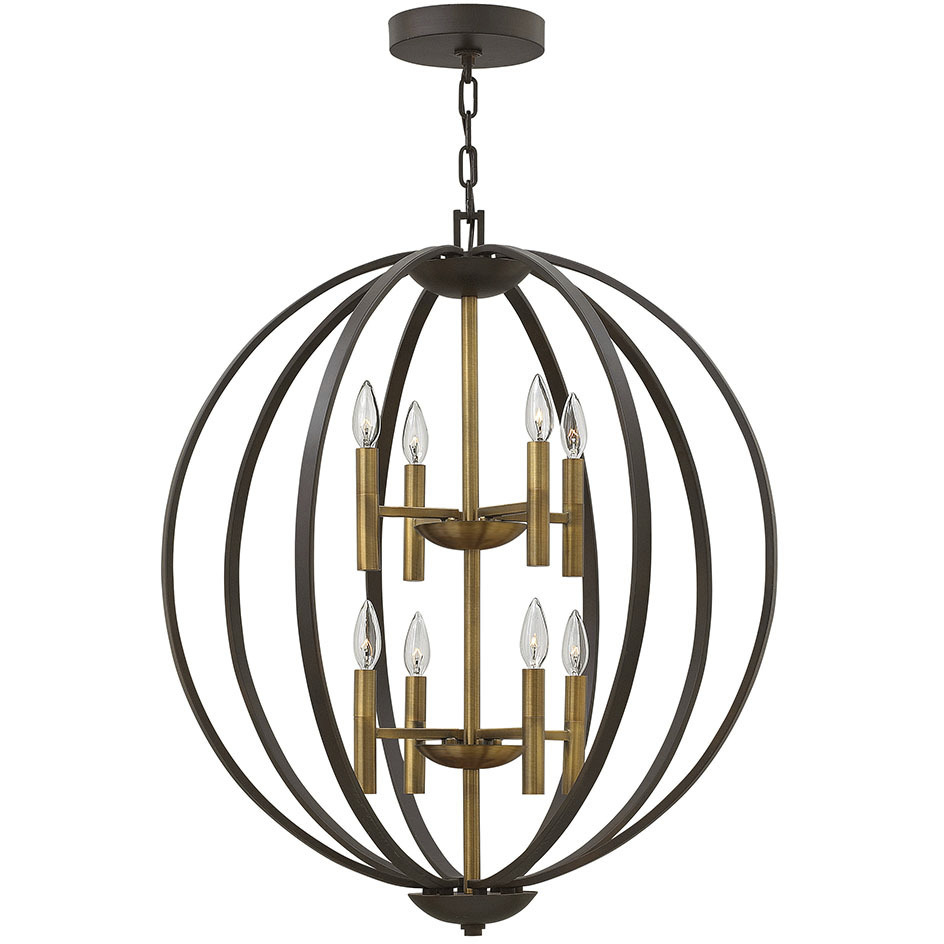 Euclid 8 Light 28.25 inch Spanish Bronze with Heirloom Brass Indoor Foyer Light Ceiling Light