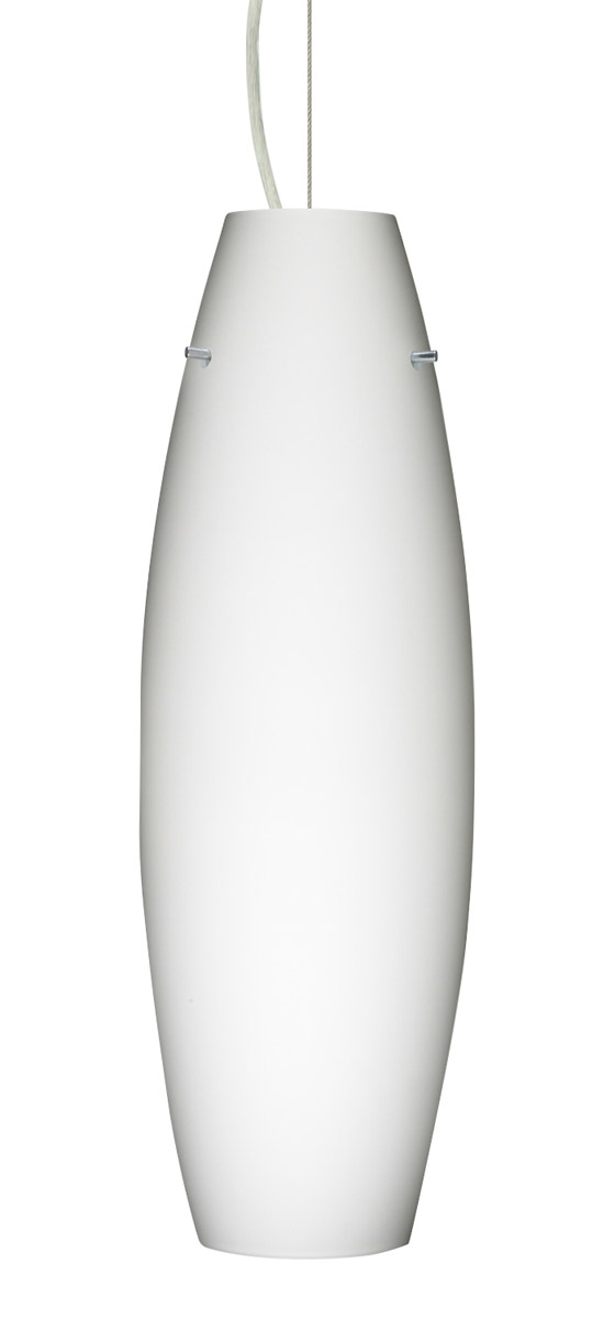 Besa Lighting Tara 1 Light Satin Nickel Pendant Ceiling Light in Opal Matte Glass, Incandescent 1KX-412707-SN - Open Box