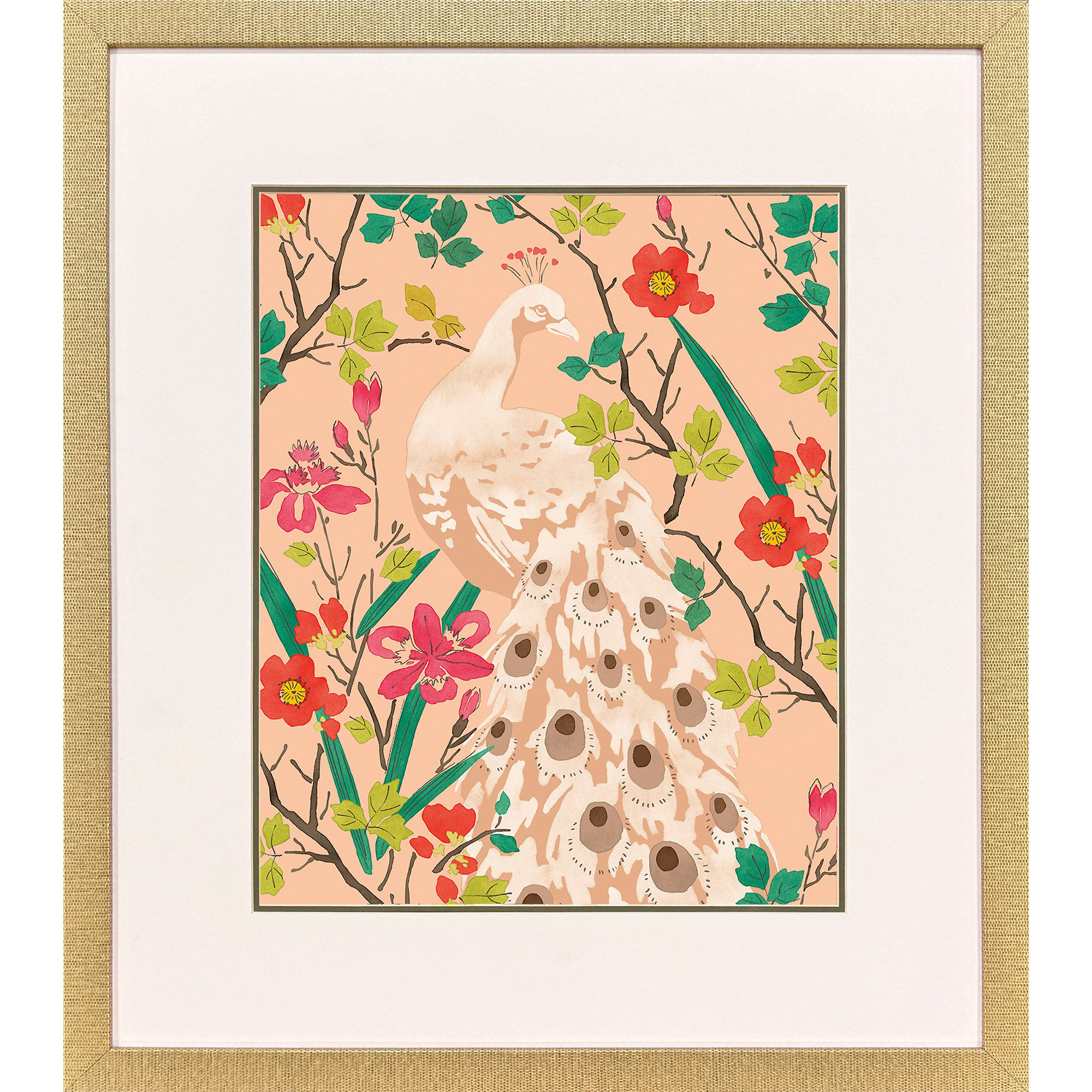 Peacock Paradise I Orange and Green and Red and Pink Framed Art, Propac