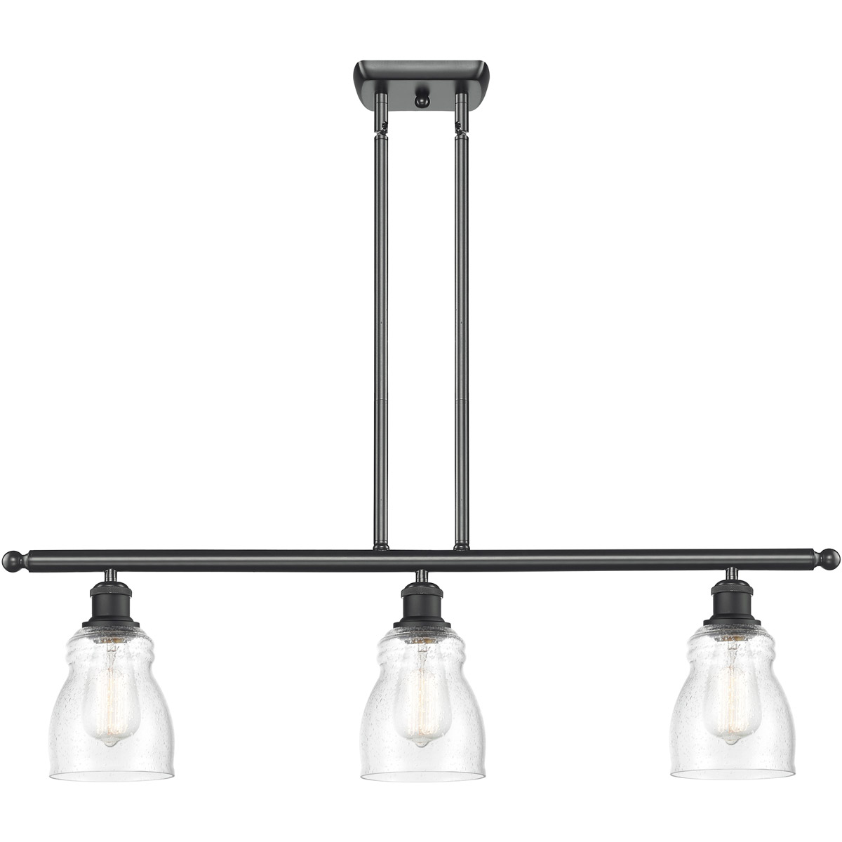 Ballston Ellery 3 Light 36 inch Matte Black Island Light Ceiling Light in Seedy Glass, Ballston