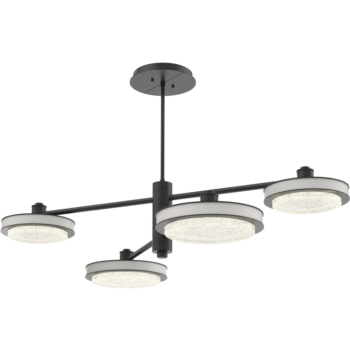 Iris LED 49 inch Matte Black with Salt White Mobile Chandelier Ceiling Light