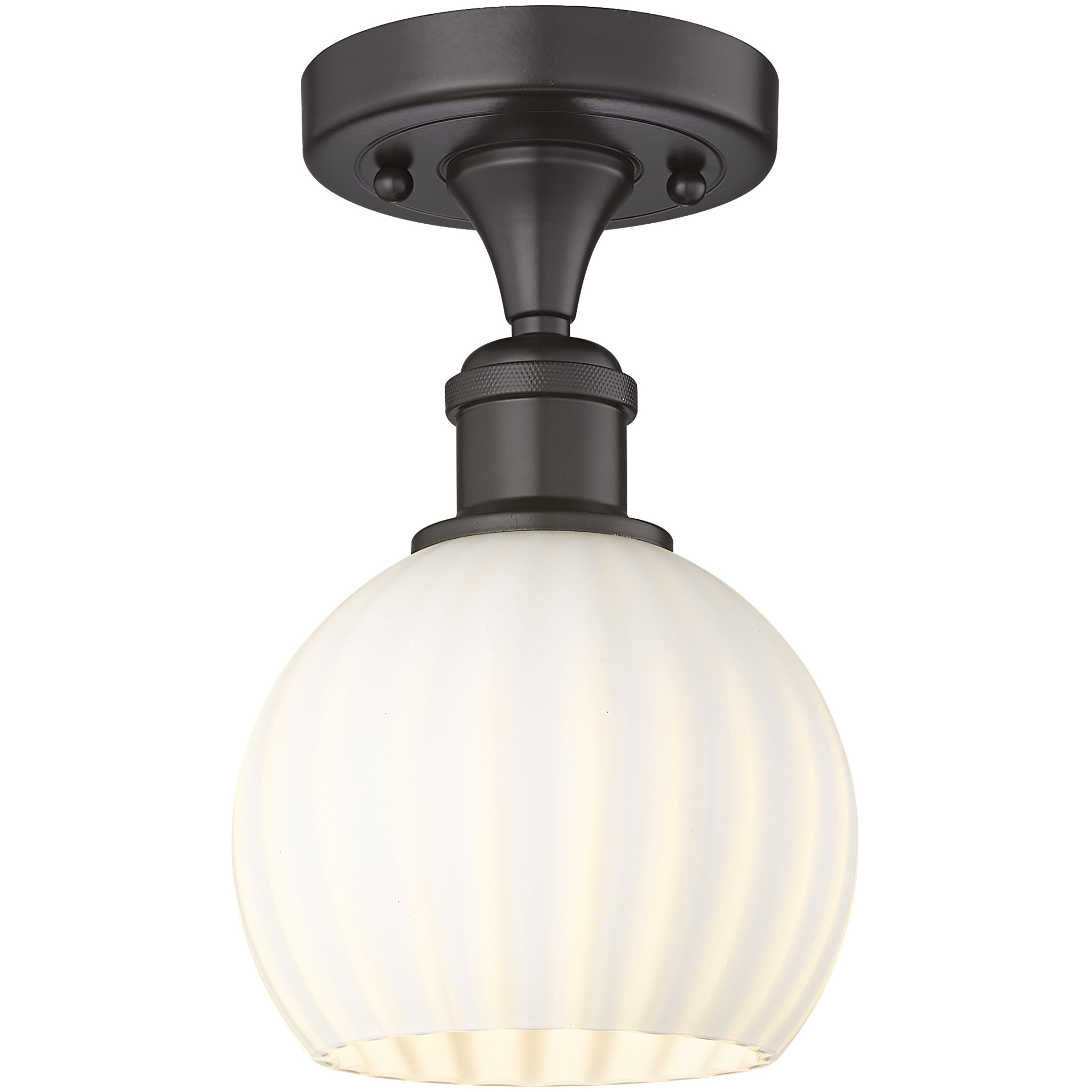 Ballston White Venetian 1 Light 6 inch Oil Rubbed Bronze Semi-Flush Mount Ceiling Light