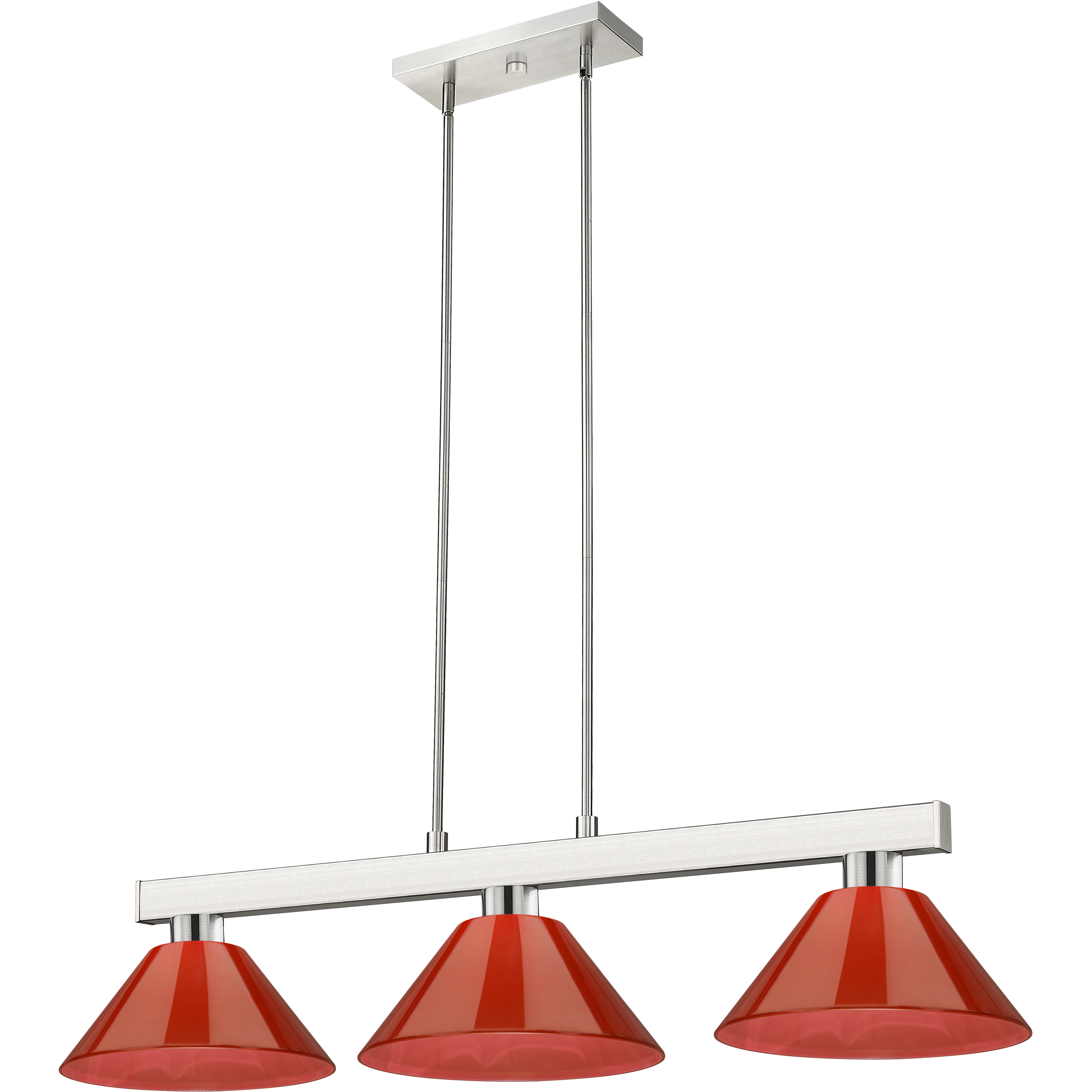 Cobalt 3 Light 46 inch Brushed Nickel Billiard Ceiling Light in Red