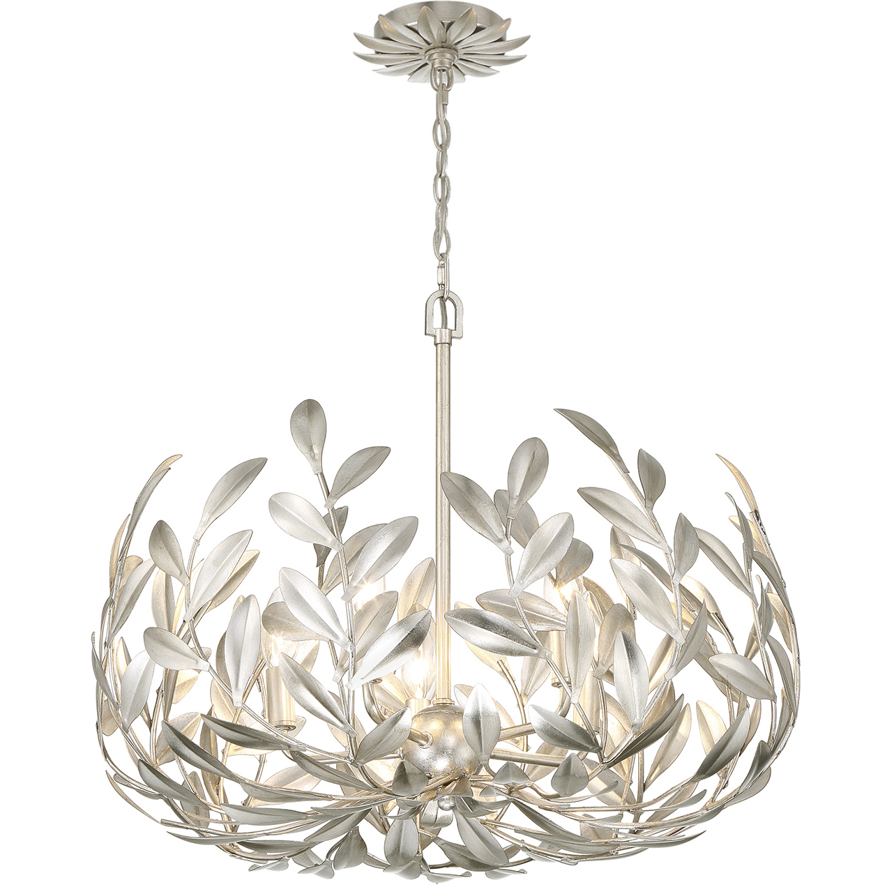 Broche 5 Light 23 inch Antique Silver Chandelier Ceiling Light