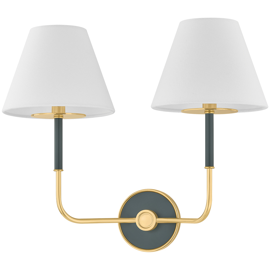 Wedgewood 2 Light 19 inch Aged Brass/Soft Studio Green Wall Sconce Wall Light