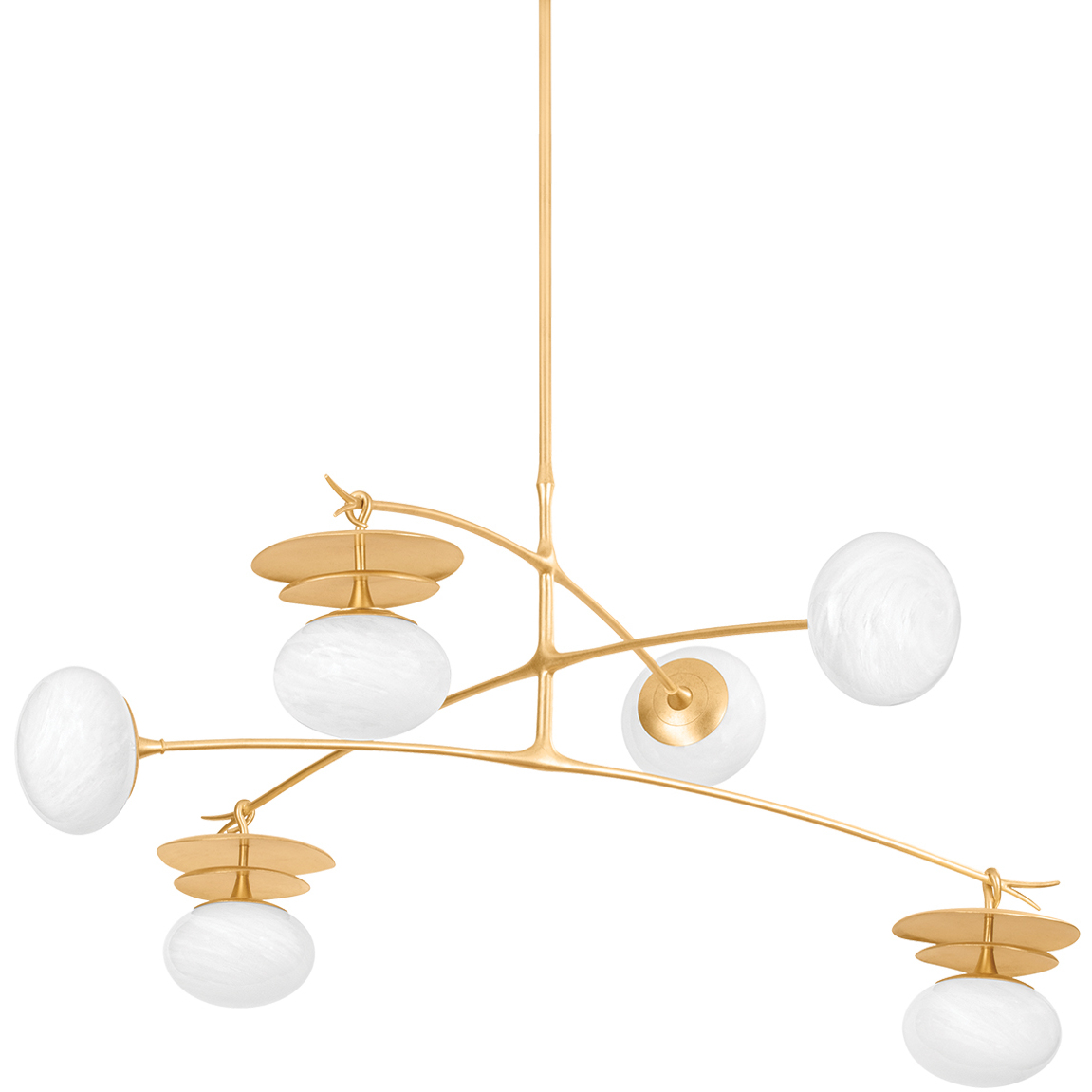 Ceylon 6 Light 57 inch Vintage Gold Leaf Pendant Ceiling Light