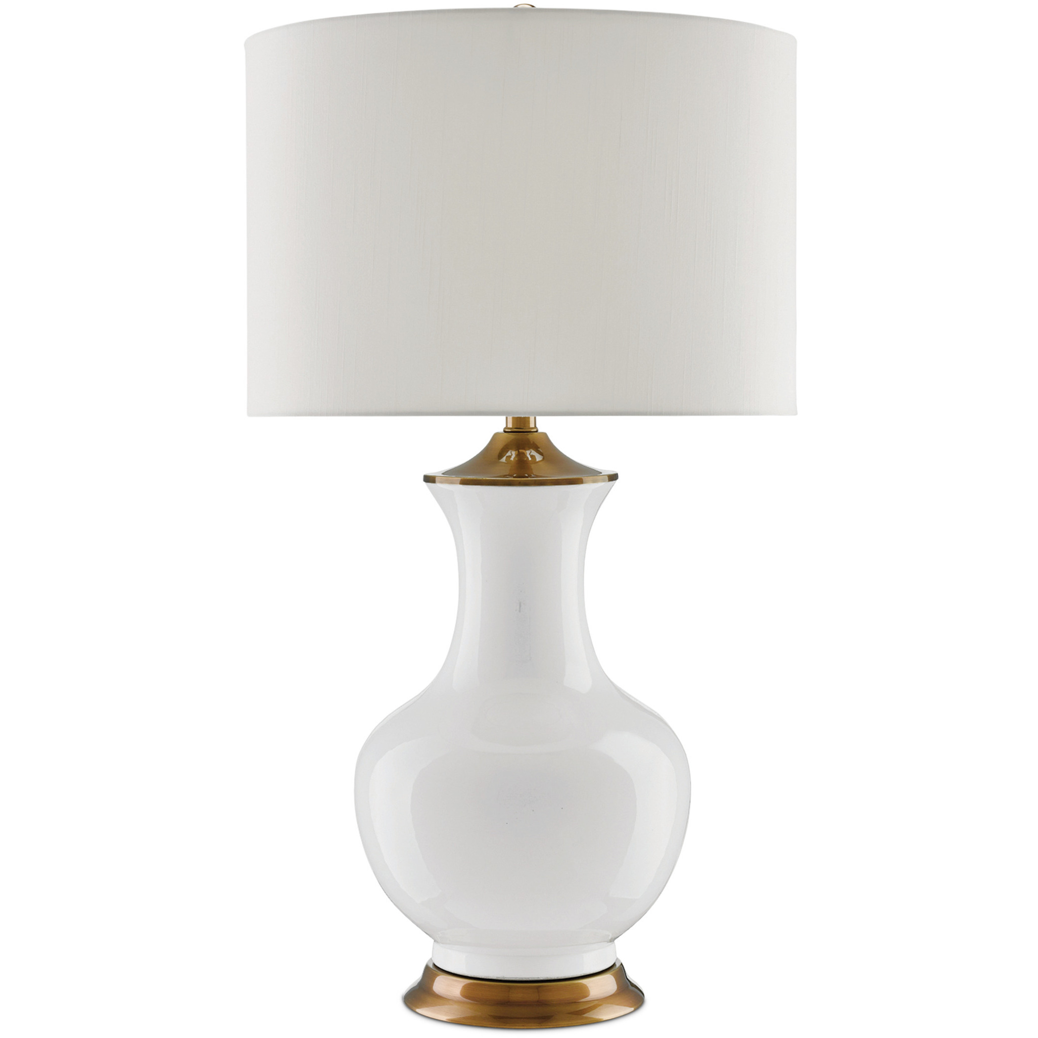 Lilou 31.5 inch 150 watt White and Antique Brass Table Lamp Portable Light