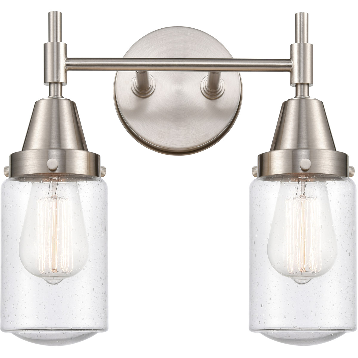 Caden 2 Light 14 inch Satin Nickel Bath Vanity Light Wall Light in Seedy Glass