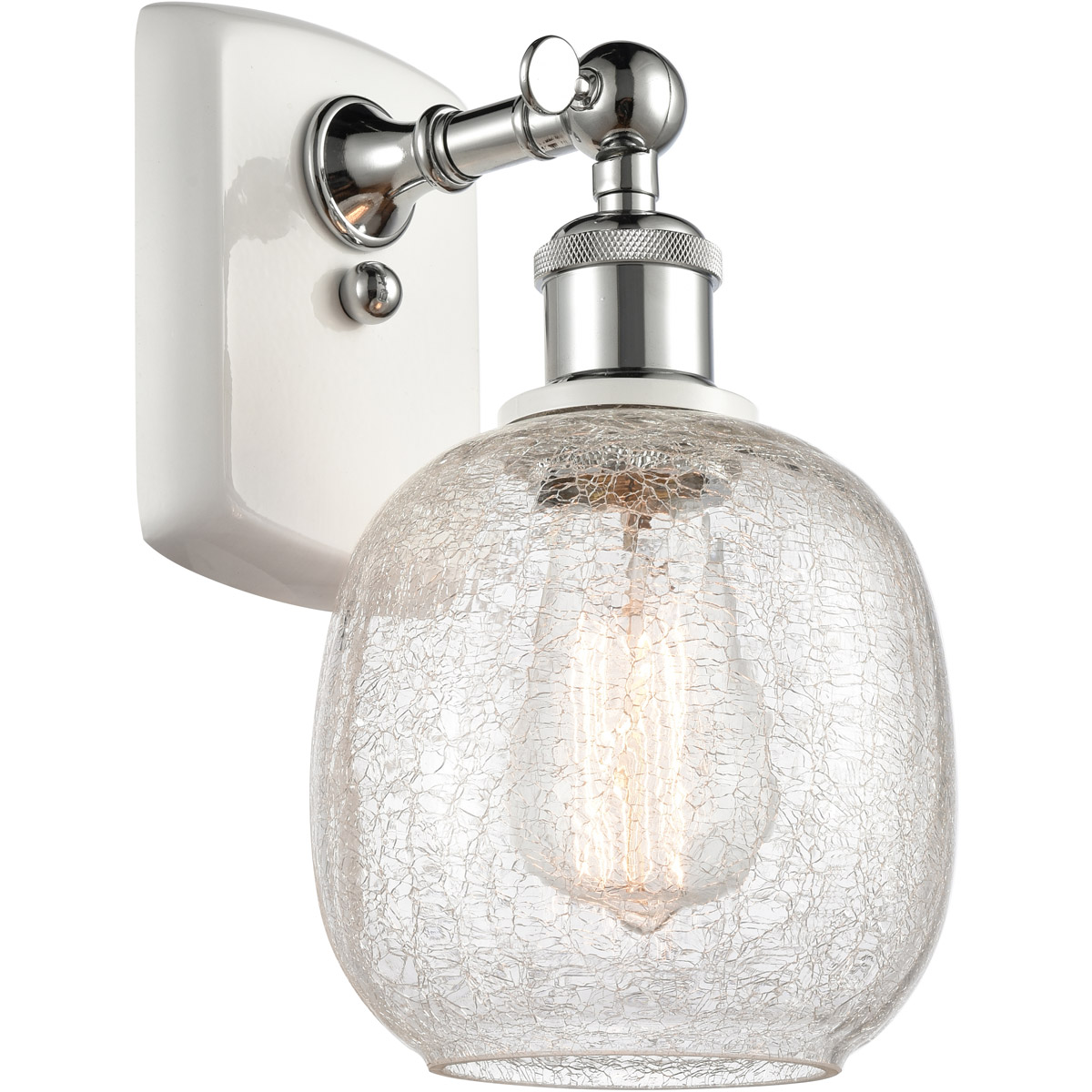 Ballston Belfast LED 6 inch White and Polished Chrome Sconce Wall Light in Clear Crackle Glass, Ballston