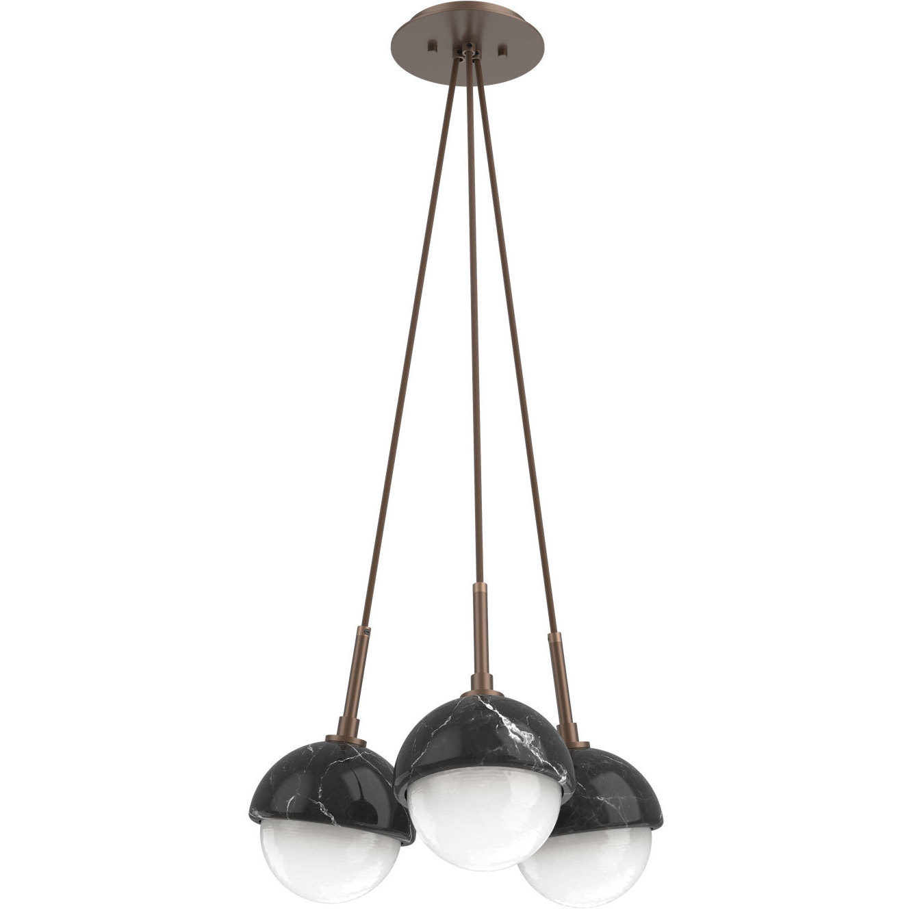Cabochon LED 13.3 inch Burnished Bronze with Black Marble Cluster Pendant Ceiling Light in 3000K LED, White