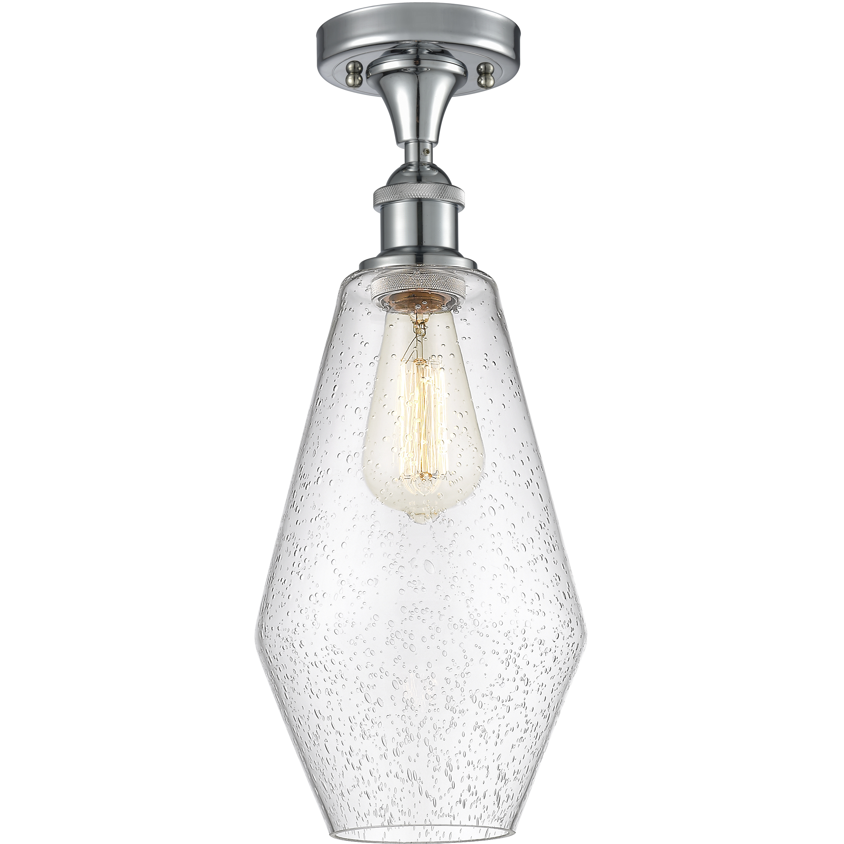 Edison Cindyrella 1 Light 7 inch Brushed Satin Nickel Semi-Flush Mount Ceiling Light in Clear Glass