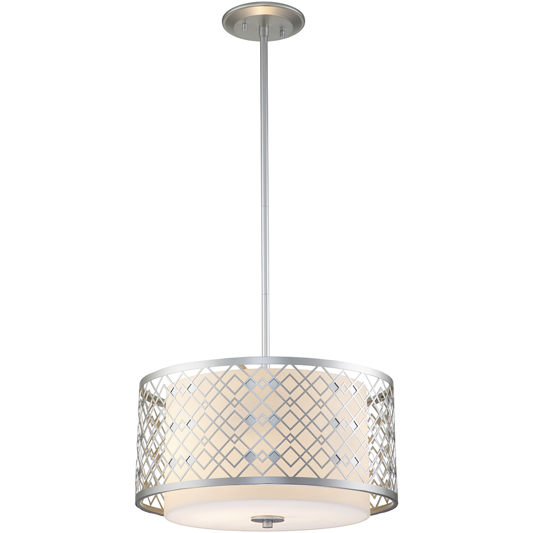 Ziggy 2 Light 16 inch Laquered Silver Pendant Ceiling Light in Lacquered Silver, Large