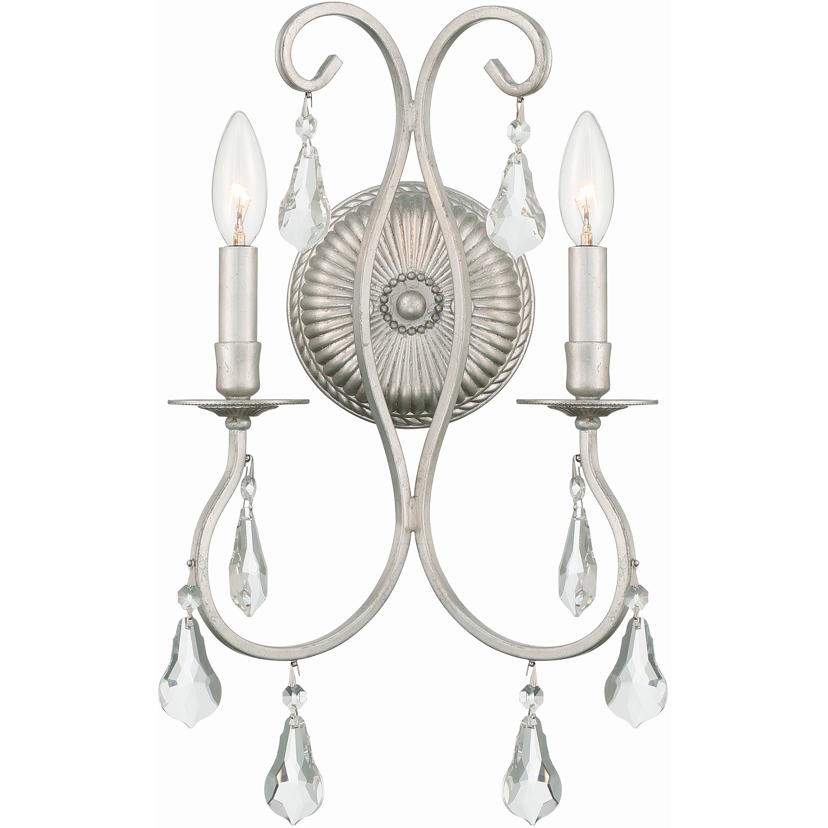 Ashton Bath Wall Light in Clear Swarovski Strass, Olde Silver