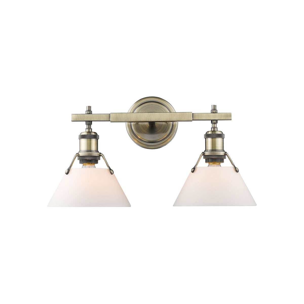 Golden Lighting 3306-BA2 AB-OP Orwell 2 Light 18 inch Aged Brass Bath ...