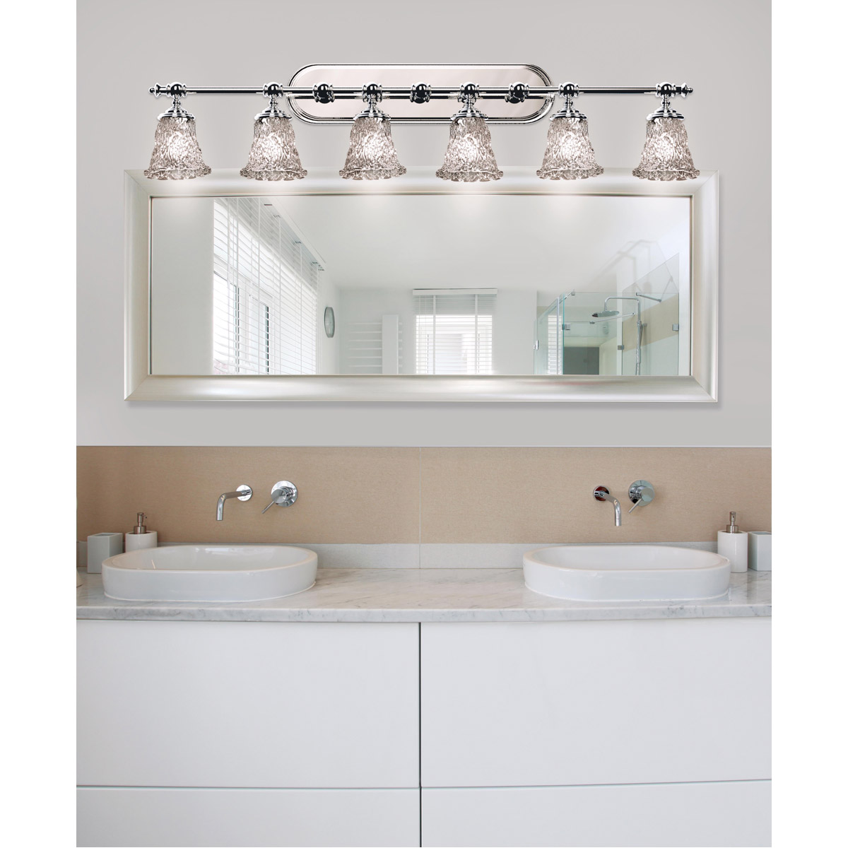 Veneto Luce LED 48 inch Polished Chrome Bath Bar Wall Light in 4200 Lm LED, Lace (Veneto Luce), Round Flared, Tradition