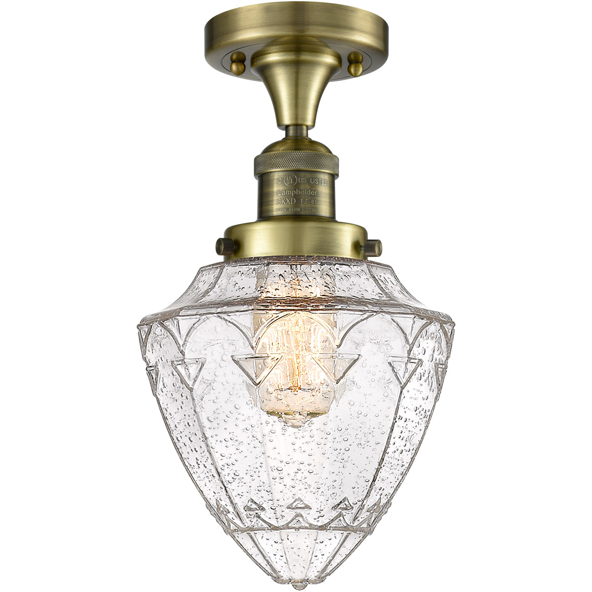 Franklin Restoration Bullet LED 7 inch Antique Brass Semi-Flush Mount Ceiling Light