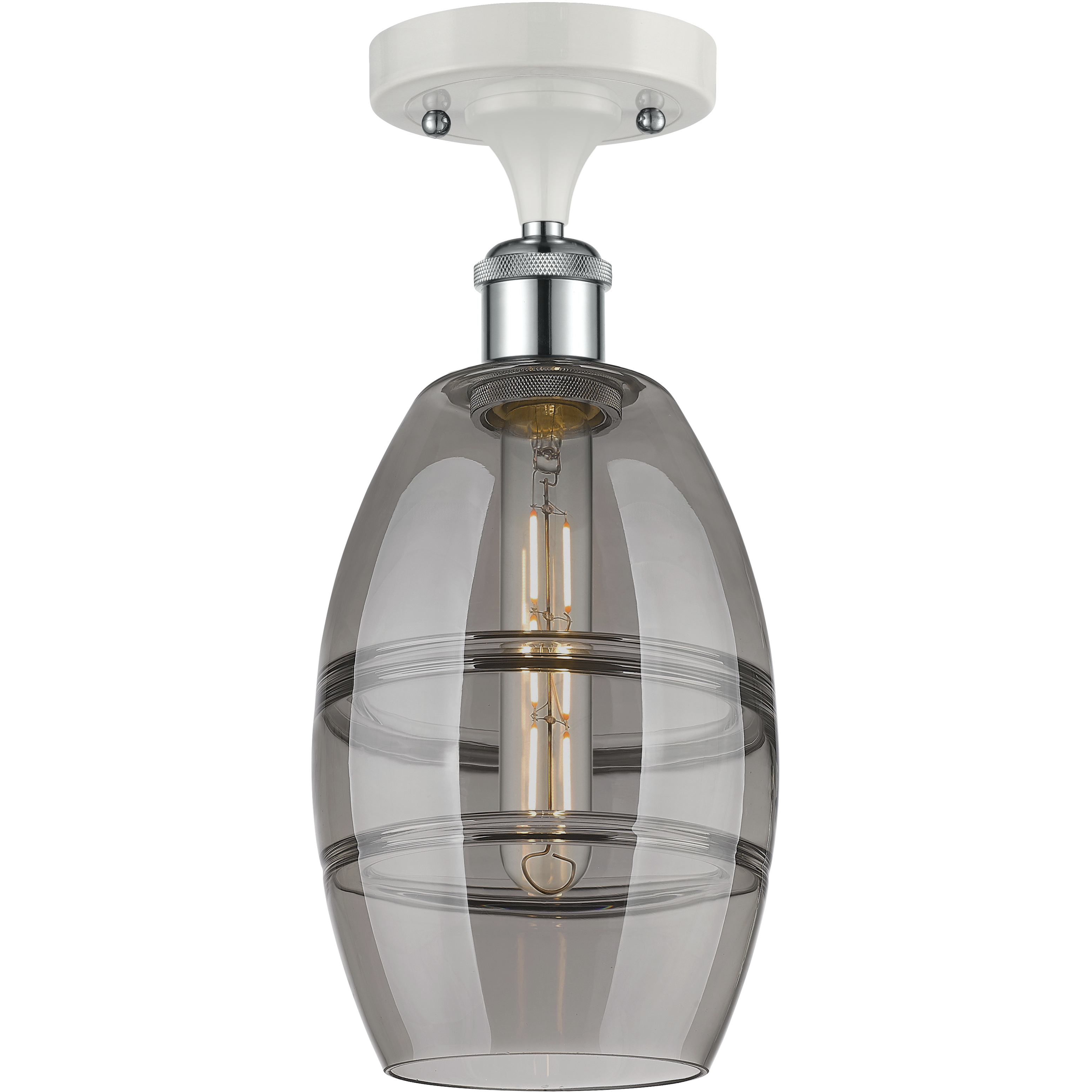 Ballston Vaz 1 Light 5.88 inch White Polished Chrome Semi-Flush Mount Ceiling Light