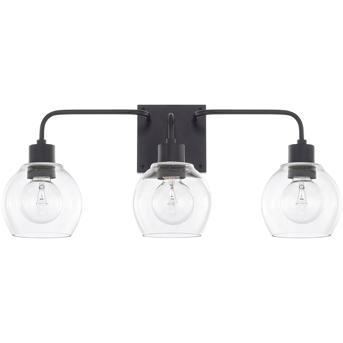 Tanner 3 Light 24.5 inch Matte Black Vanity Light Wall Light in Clear