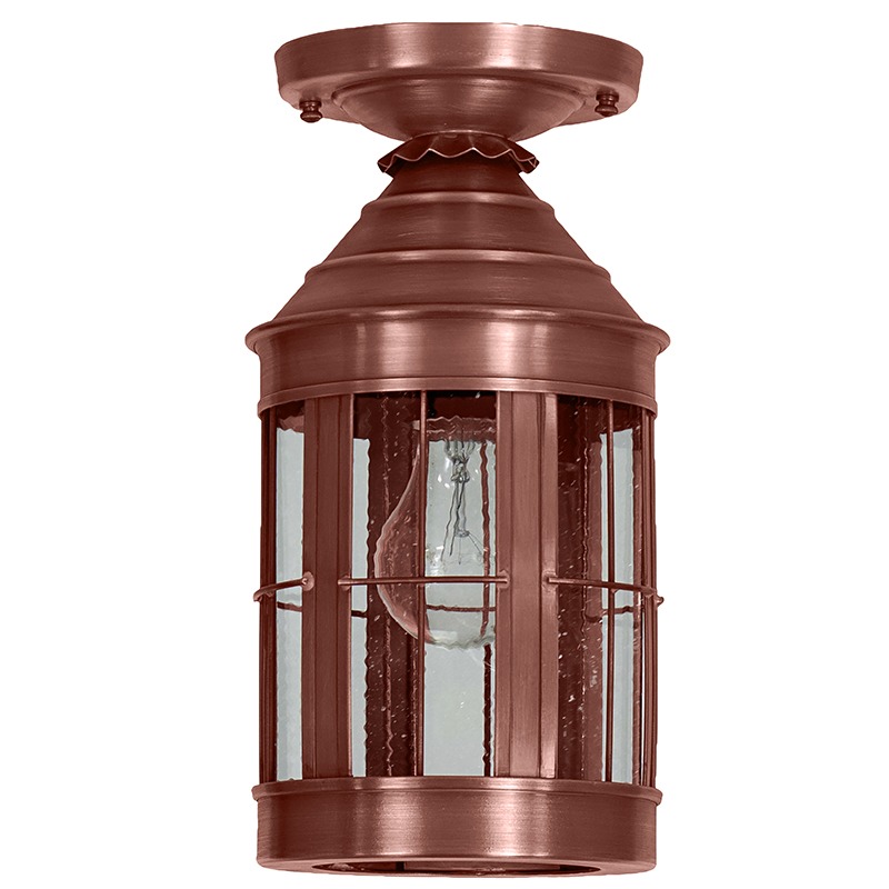 Heal 1 Light 6 inch Antique Copper Flush Mount Ceiling Light in Seedy Marine Glass
