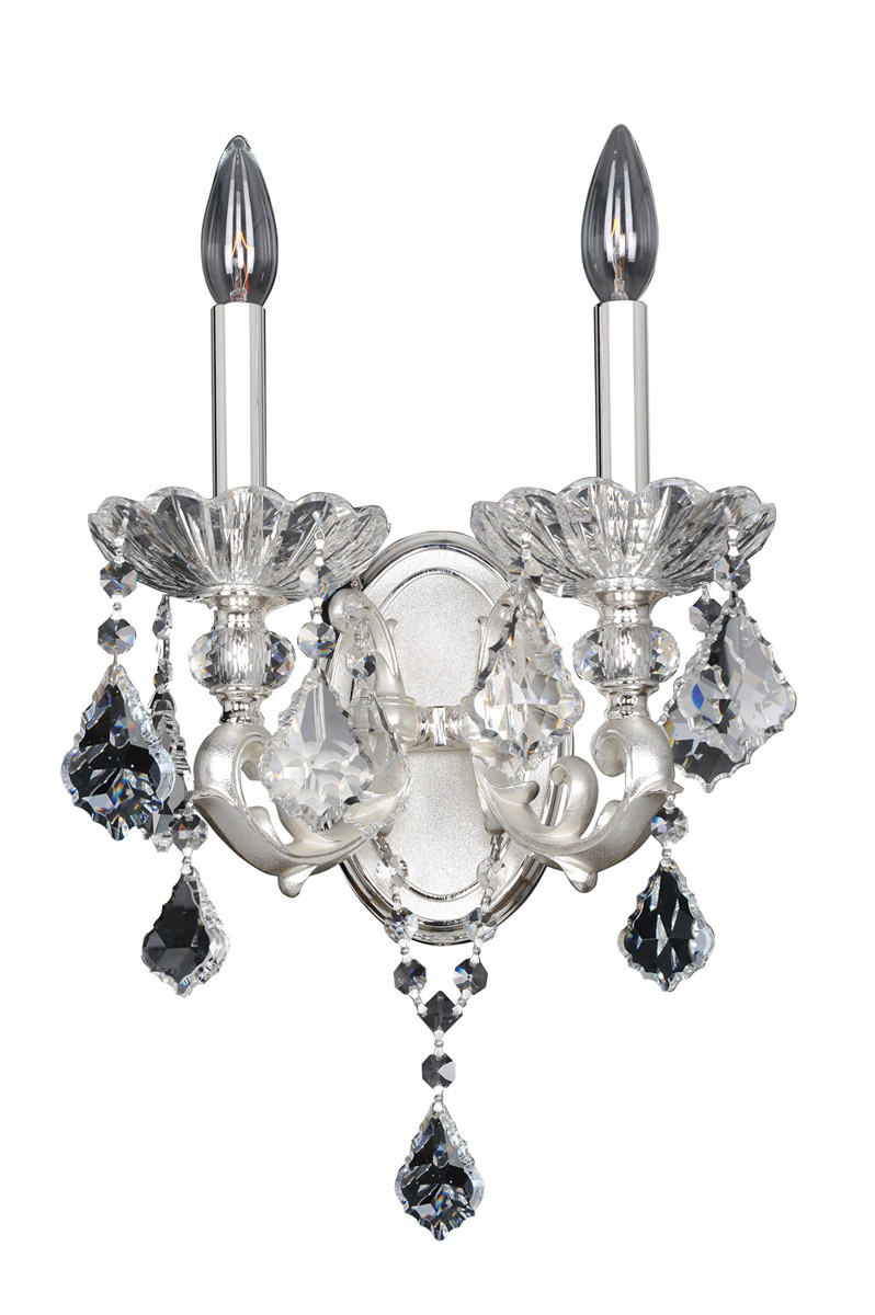 Praetorius 2 Light 10.5 inch Two-Tone Silver Wall Bracket Wall Light
