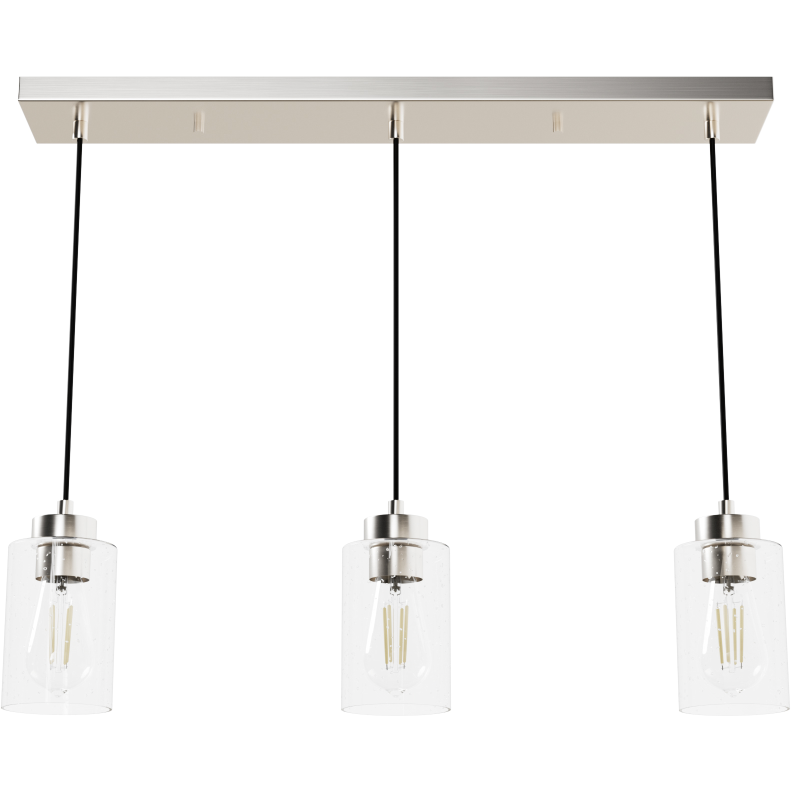 Hartland 3 Light 4.5 inch Brushed Nickel Linear Cluster Pendant Ceiling Light, Medium
