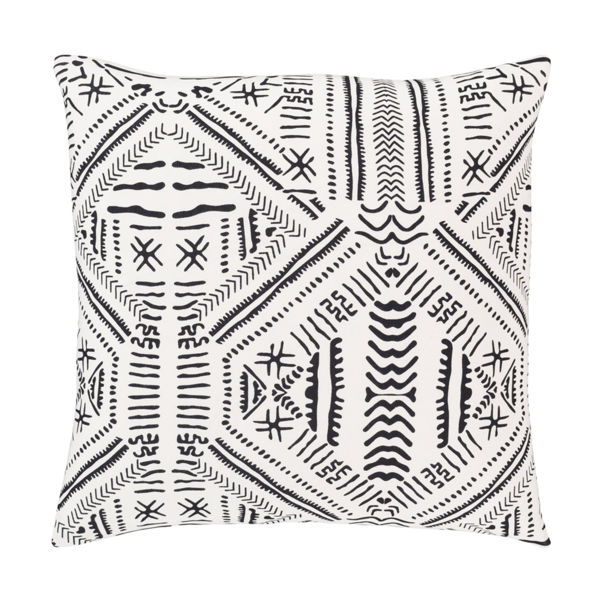 Mud Cloth 18 X 18 inch White/Black Pillow Kit, Square