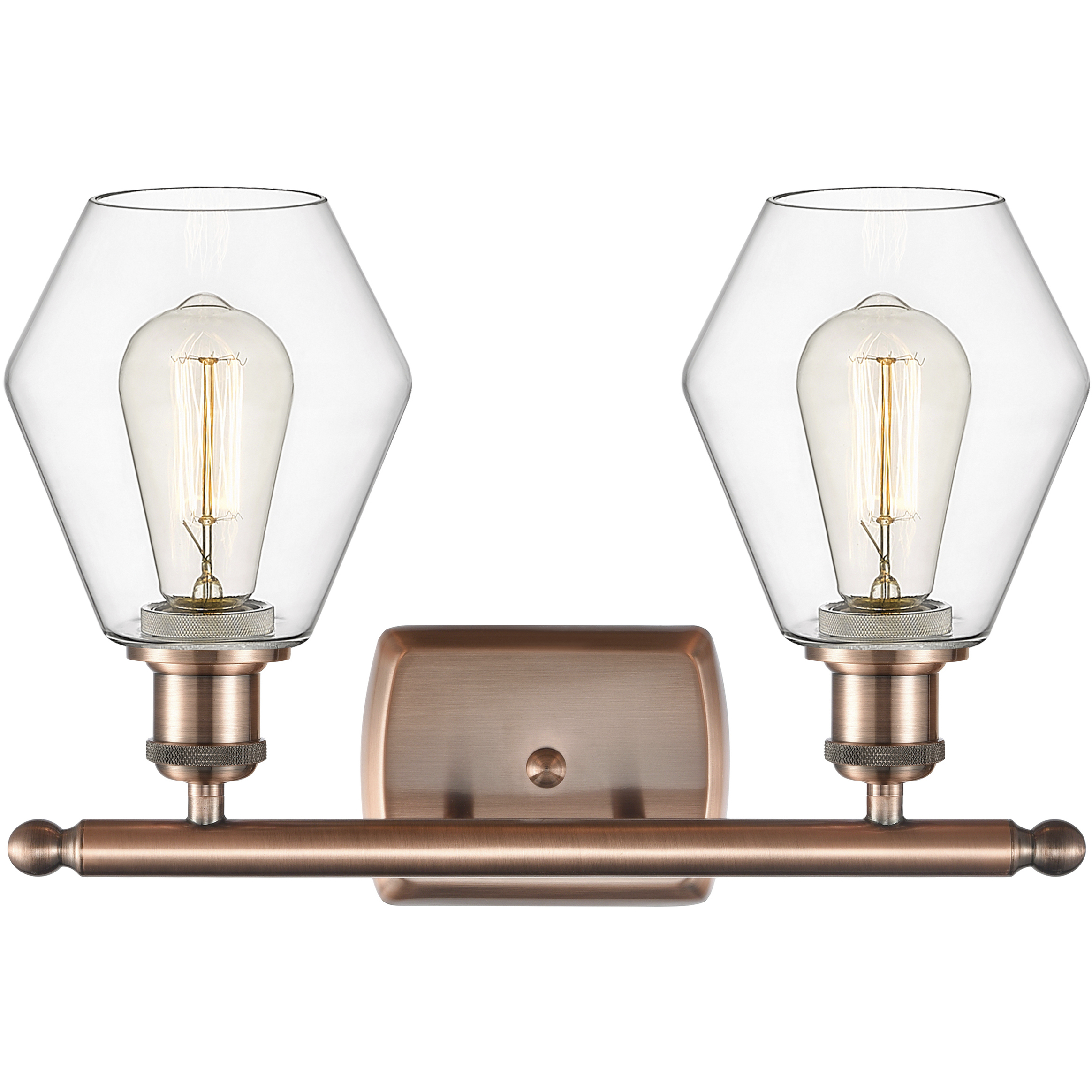 Ballston Cindyrella 2 Light 16 inch Antique Copper Bath Vanity Light Wall Light in Incandescent, Clear Glass