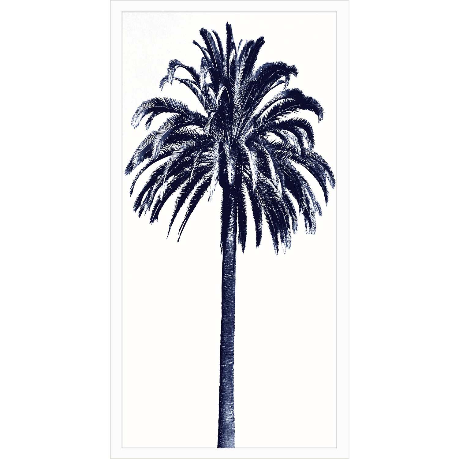 Palm Tree Blue Blue and White Framed Art