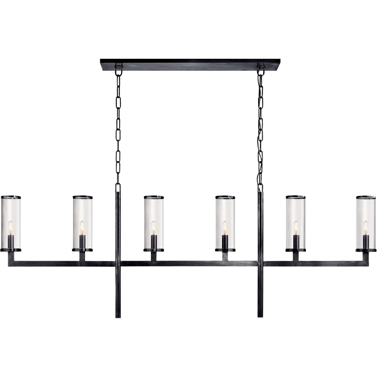 Kelly Wearstler Liaison 6 Light 62 inch Bronze Linear Chandelier Ceiling Light in Clear Glass, Large