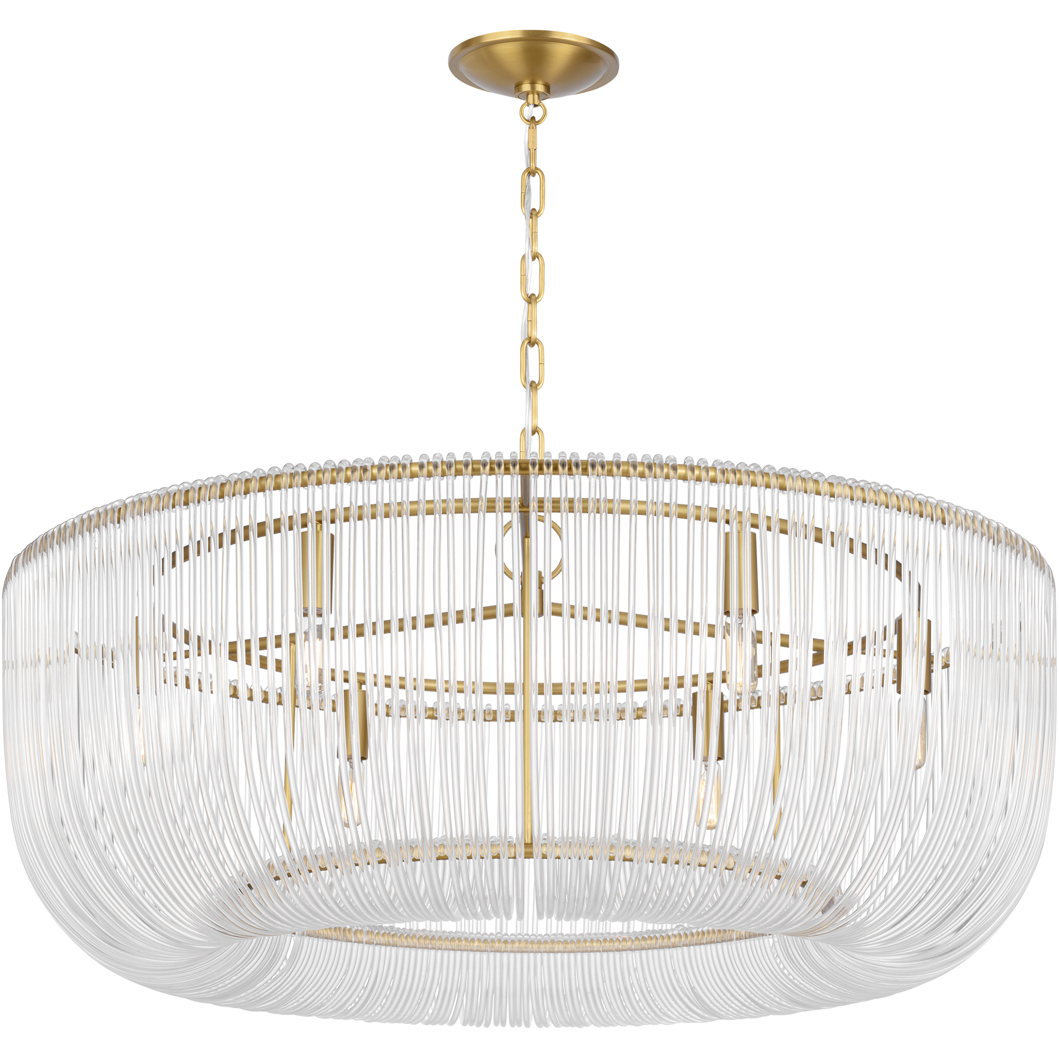 C&M by Chapman & Myers Pierce 6 Light 36 inch Burnished Brass Pendant Ceiling Light