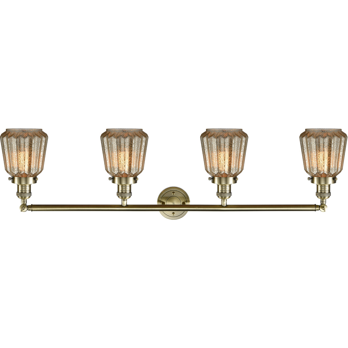 Franklin Restoration Chatham 4 Light 42 inch Antique Brass Bath Vanity Light Wall Light in Incandescent, Mercury Glass, Franklin Restoration