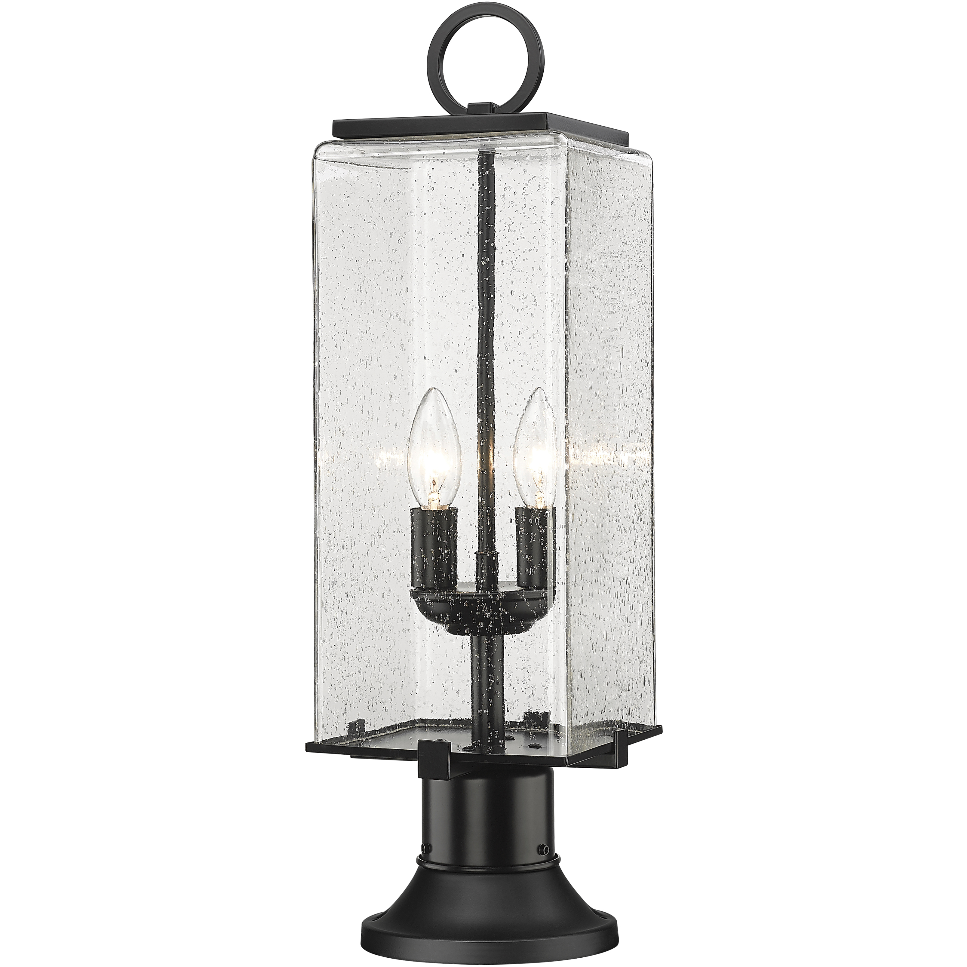 Sana 2 Light 22.25 inch Black Outdoor Pier Mounted Fixture in Seedy Glass
