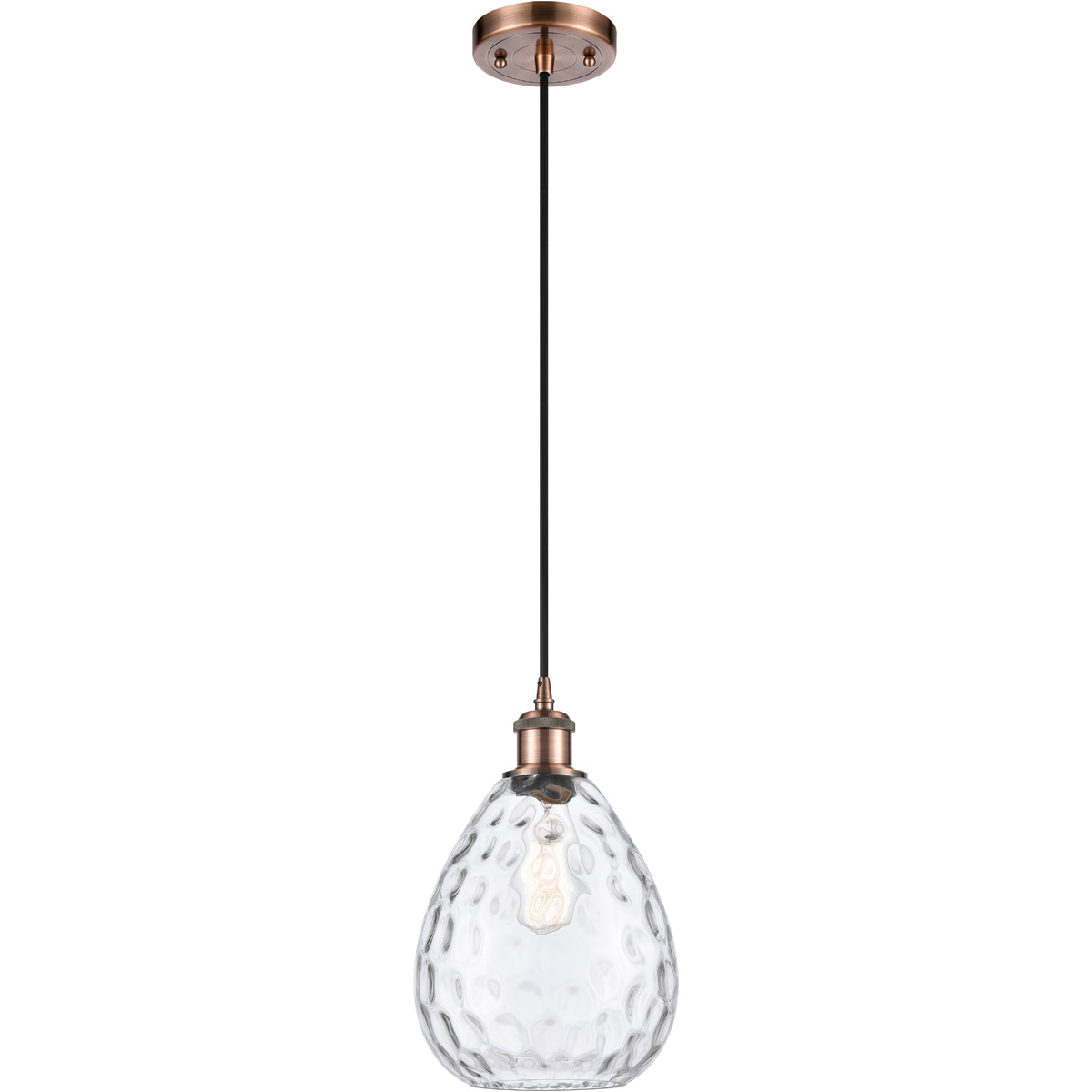 Ballston Large Waverly LED 8 inch Antique Copper Mini Pendant Ceiling Light in Black Textured, Ballston