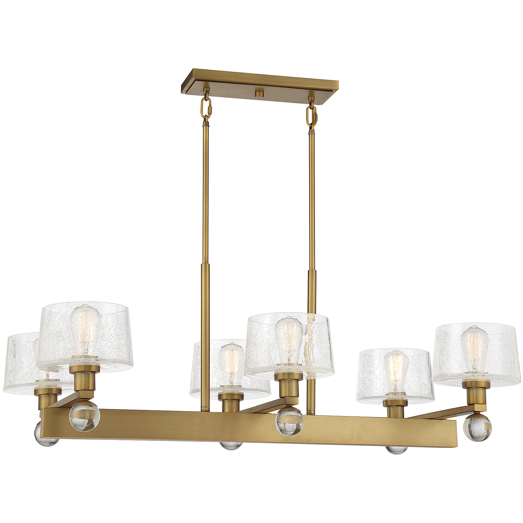 Hanover 6 Light 40 inch Warm Brass Linear Chandelier Ceiling Light, Essentials