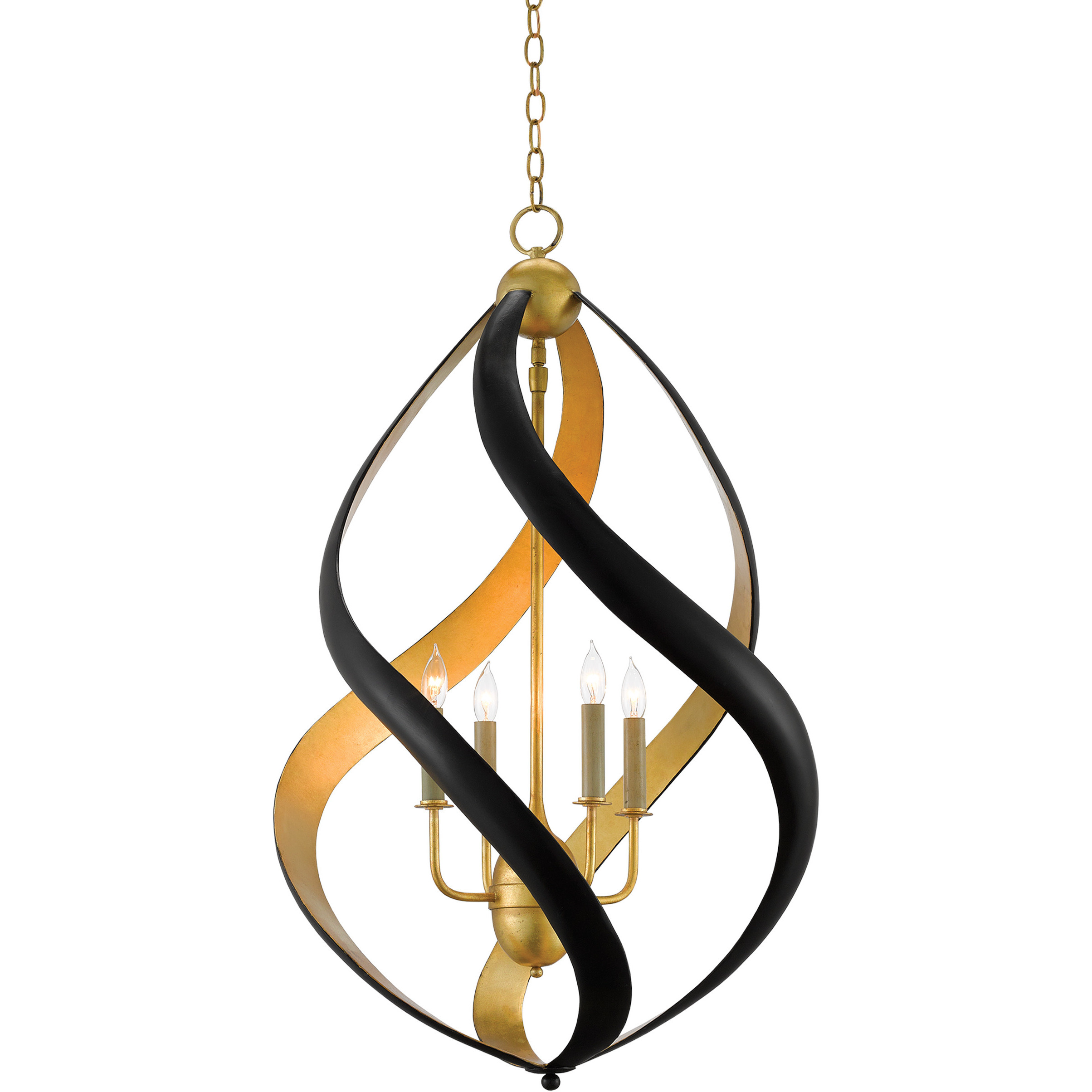 Trephine 4 Light 22.5 inch Contemporary Gold Leaf and Satin Black Chandelier Ceiling Light